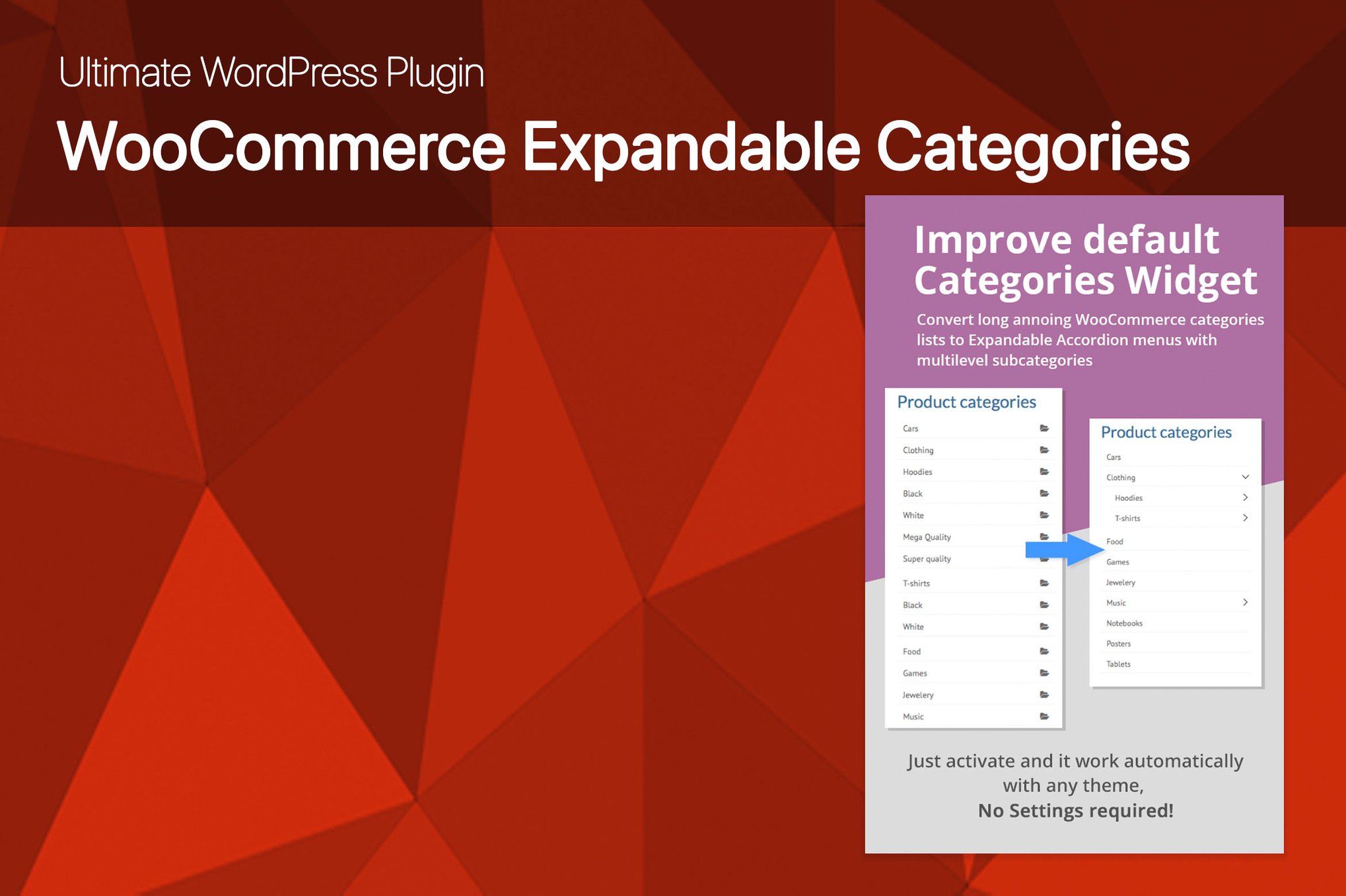 Ultimate WooCommerce Expandable Categories plugin cover image