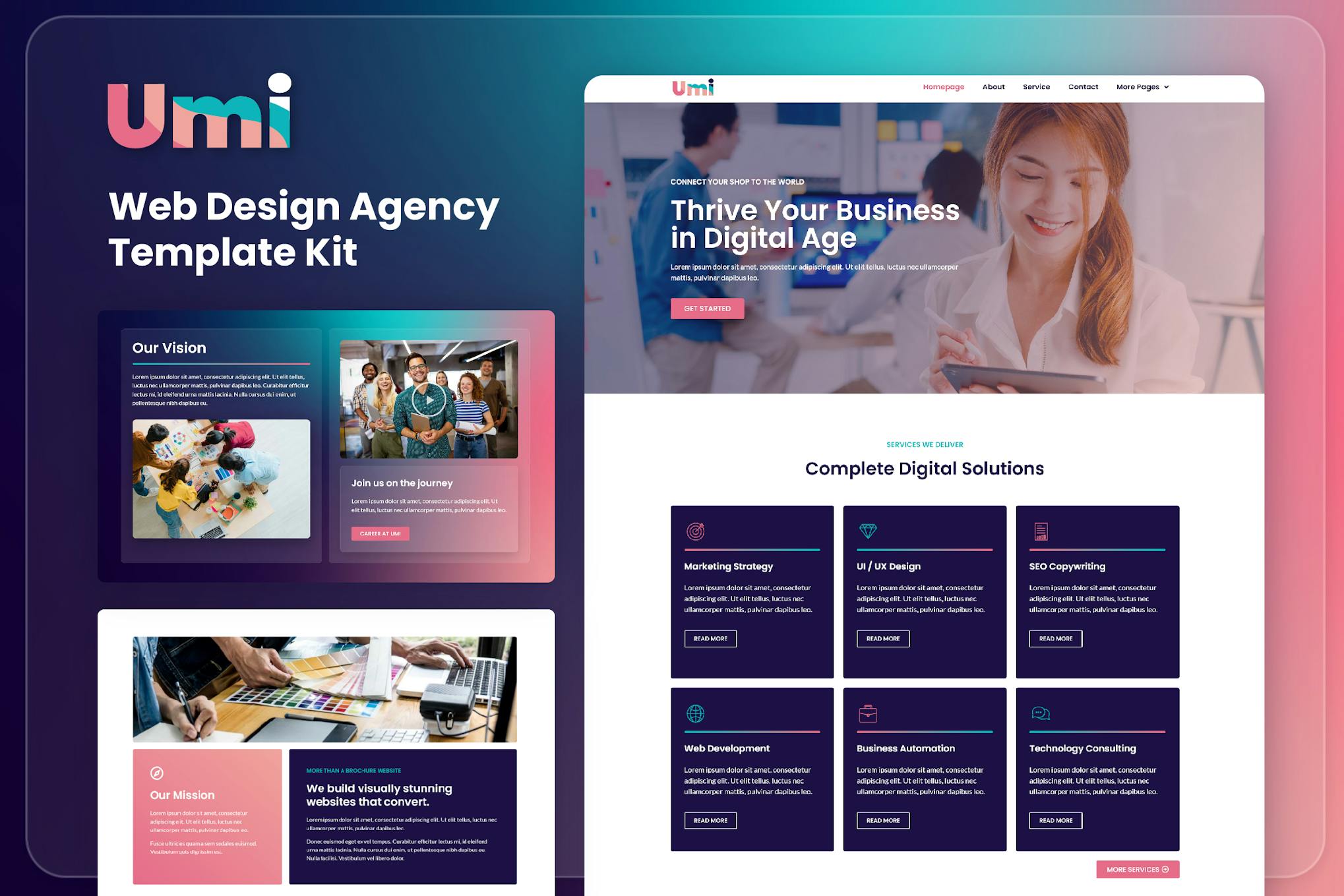Umi - Web Design Agency Elementor Template Kit template kit cover image