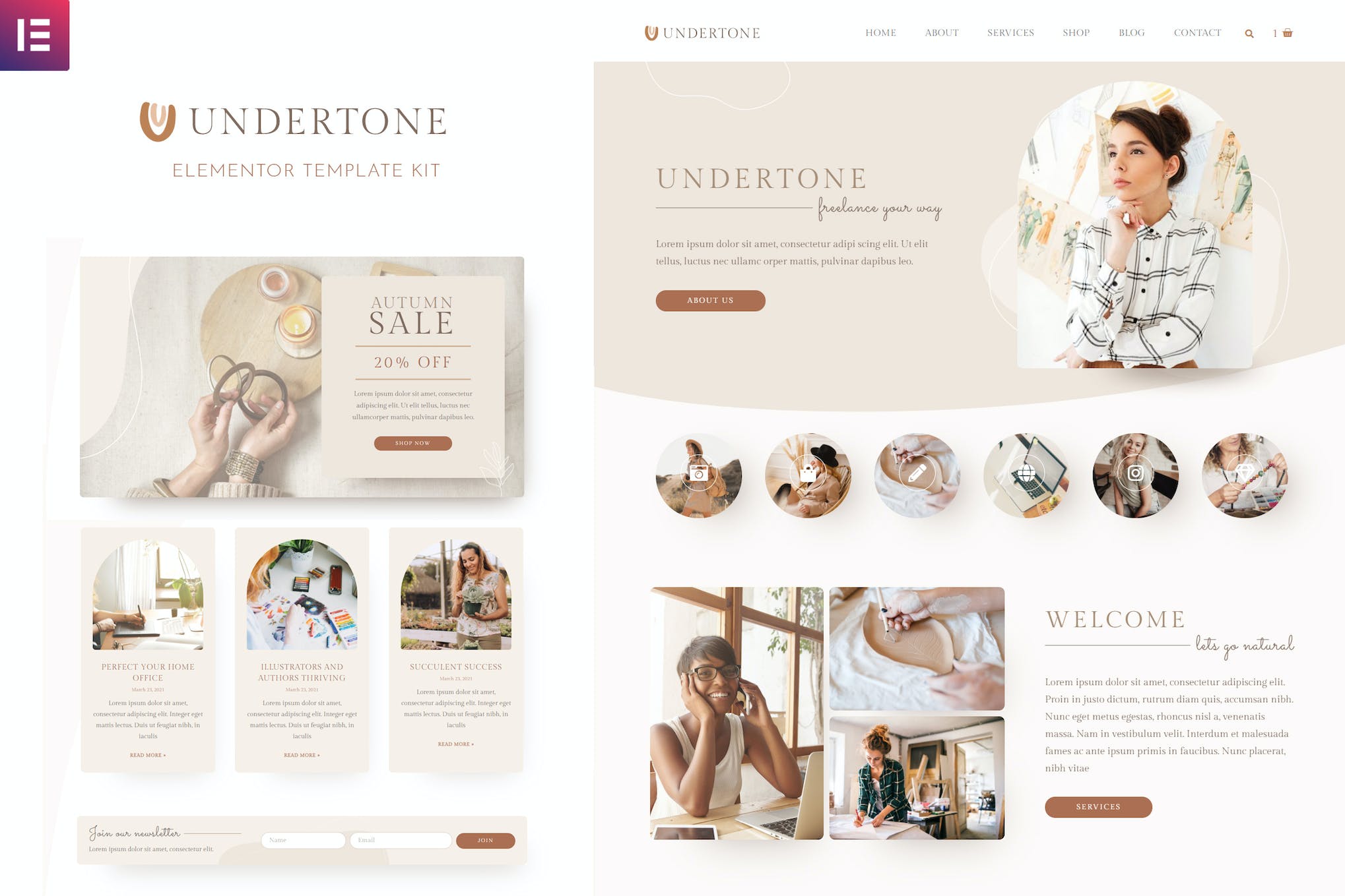 Undertone - Business Services & Shop Elementor Template Kit template kit cover image
