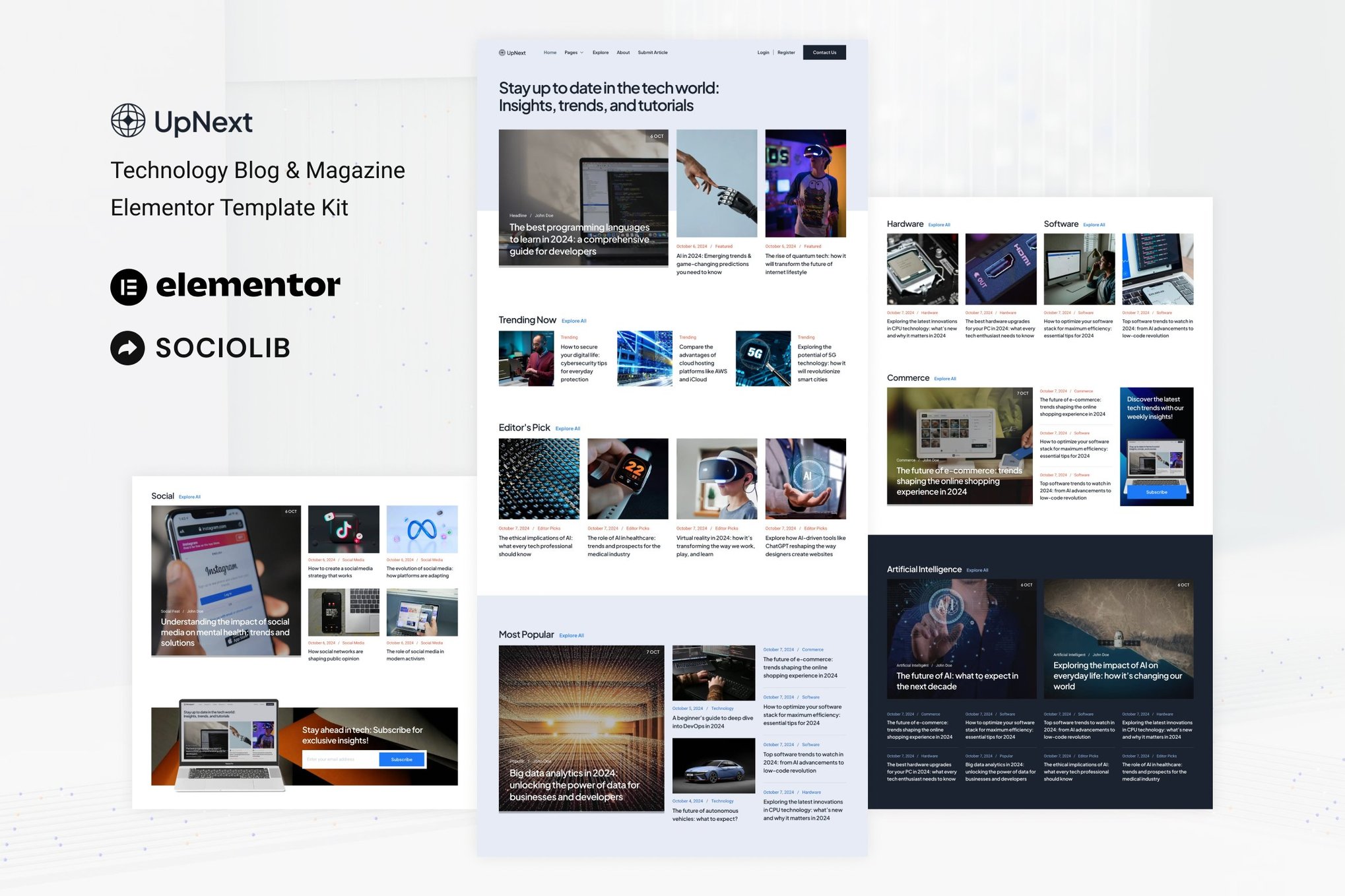 UpNext - Technology Blog & Magazine Elementor Template Kit template kit cover image