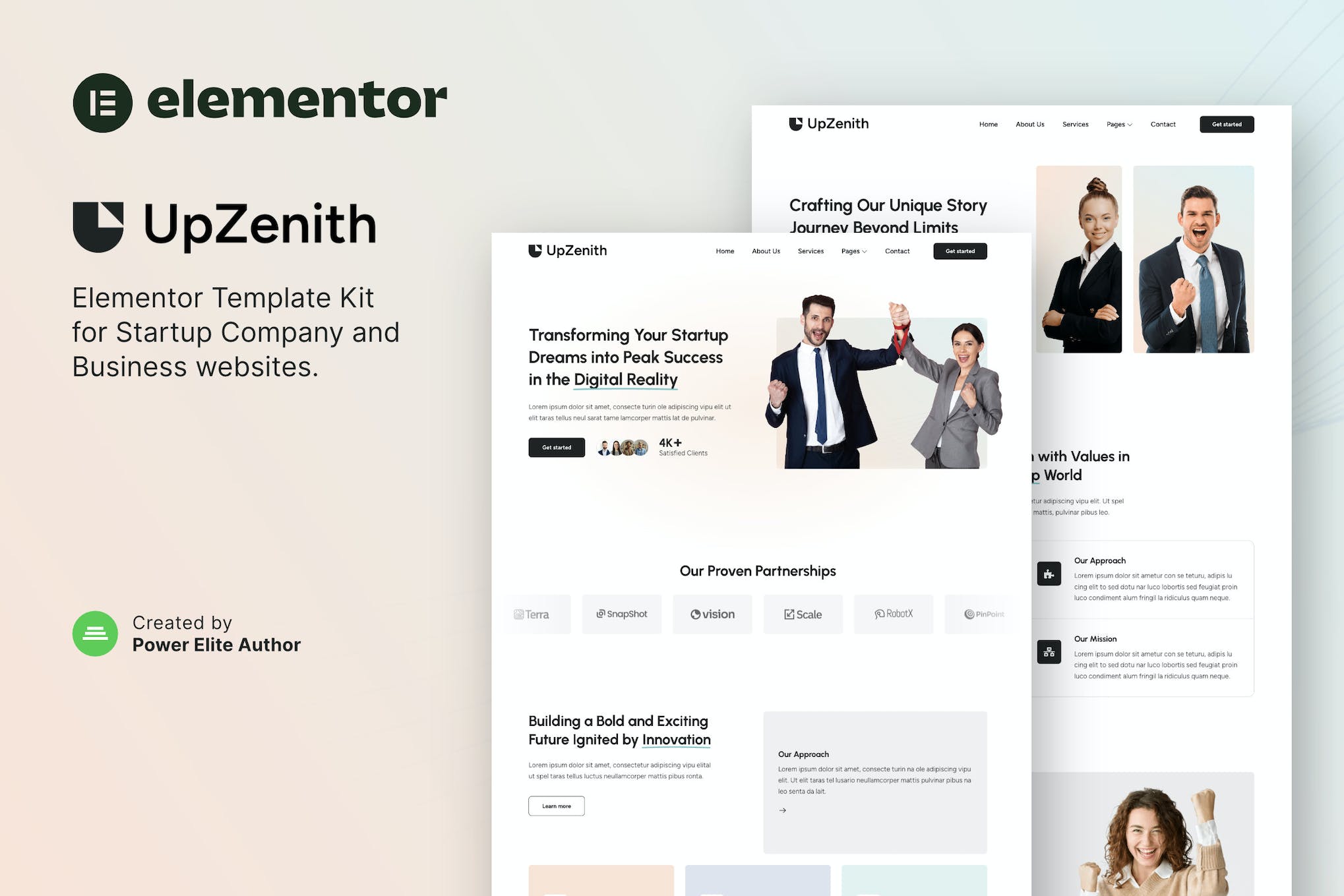 UpZenith – Startup Company & Business Elementor Template Kit template kit cover image