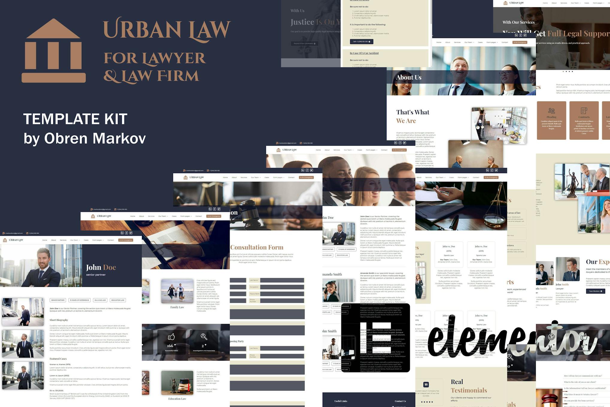 Urban Law - Lawyer & Law Firm Elementor Template Kit template kit cover image
