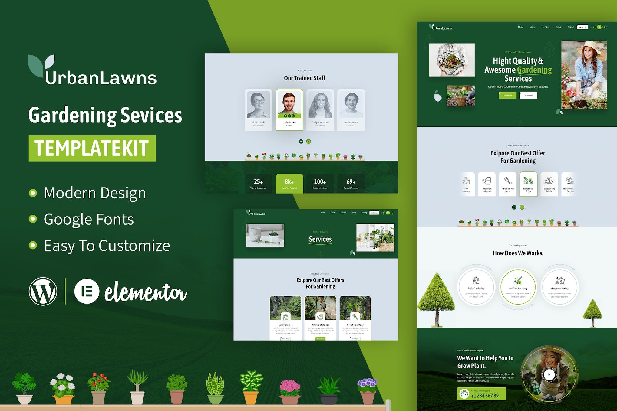 Urban Lawns - Gardening Elementor Template Kit template kit cover image