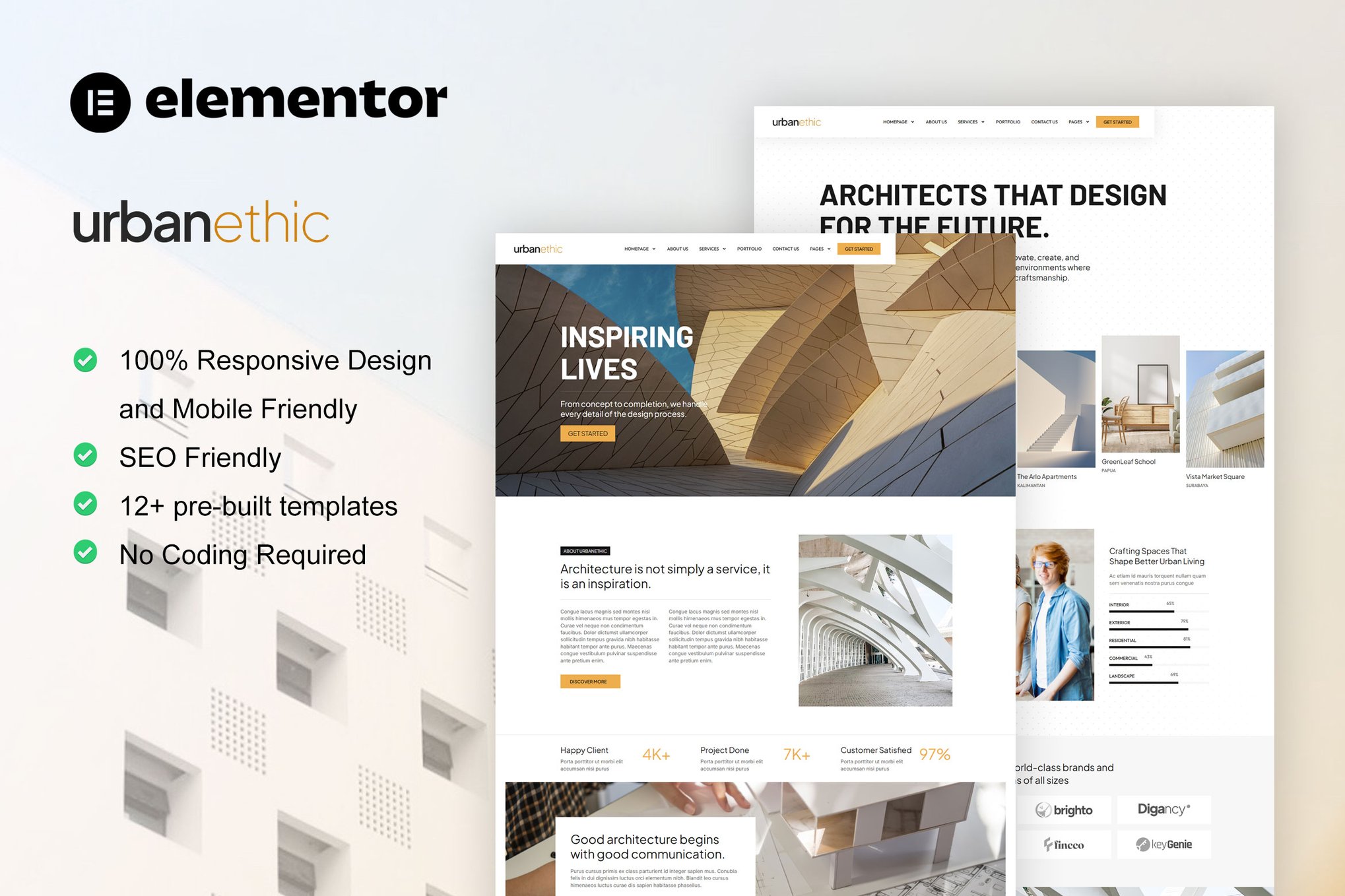 Urbanethic - Architecture & Interior Elementor Template Kit template kit cover image