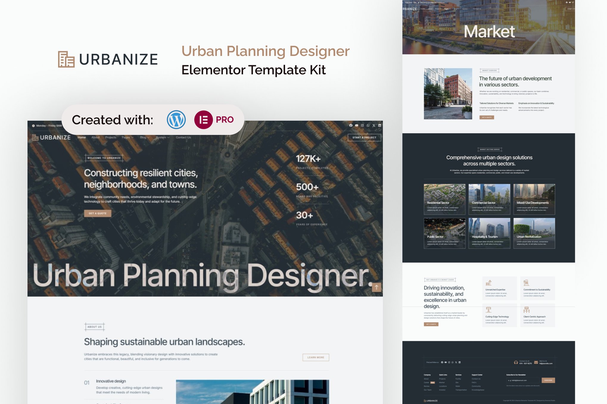 Urbanize - Urban Planning Designer Elementor Template Kit template kit cover image