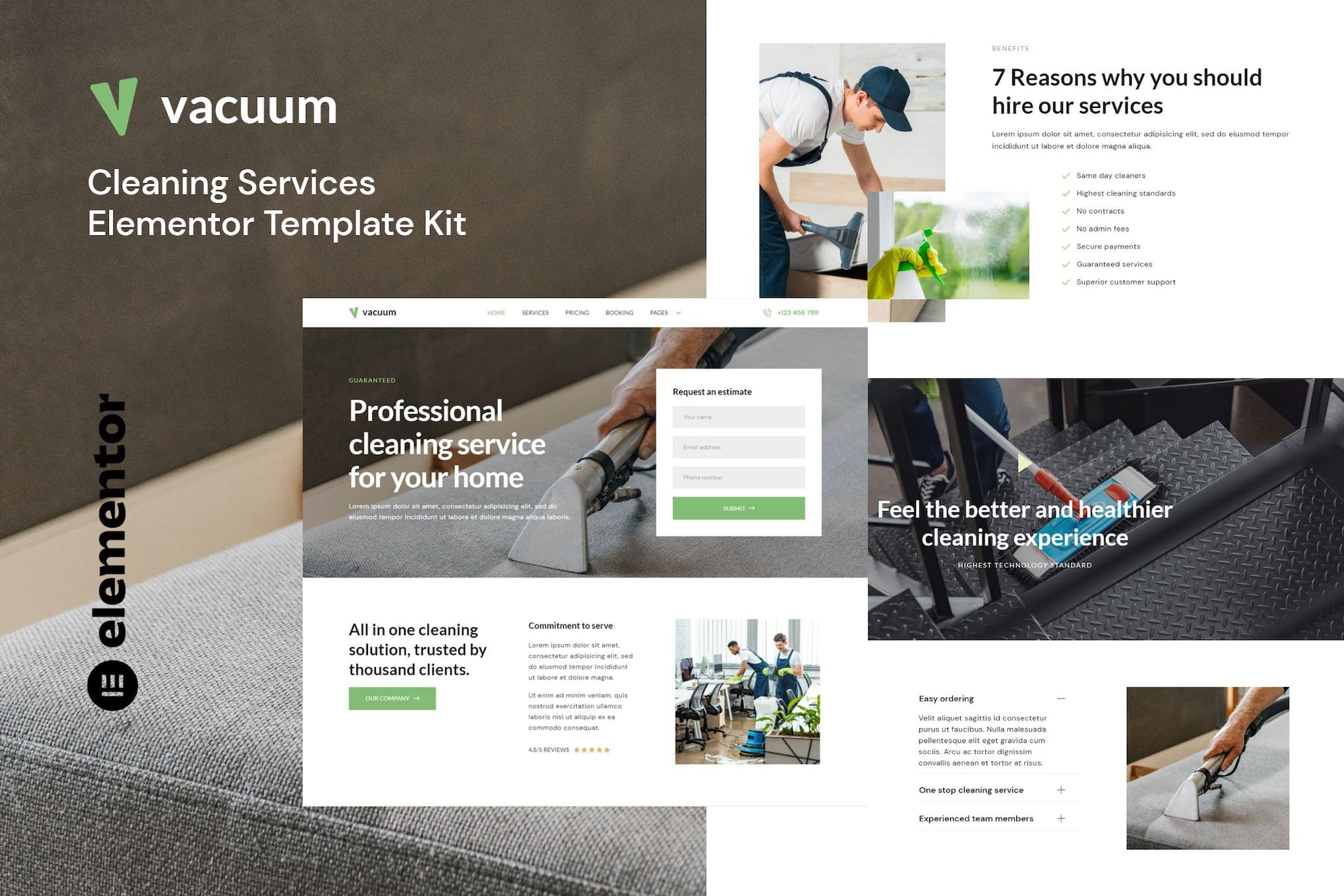 Vacuum - Cleaning Services Company Elementor Template Kit template kit cover image