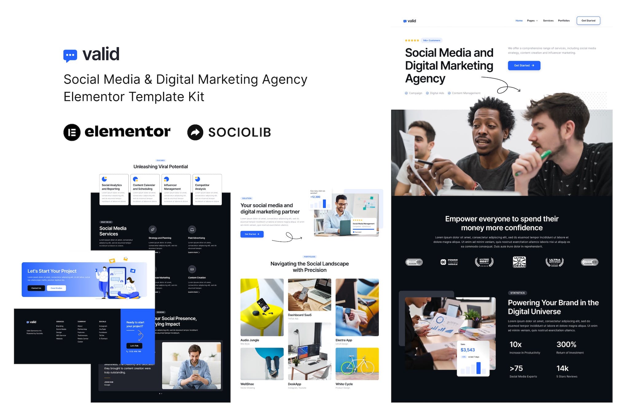 Valid - Social Media & Digital Marketing Agency Elementor Template Kit template kit cover image