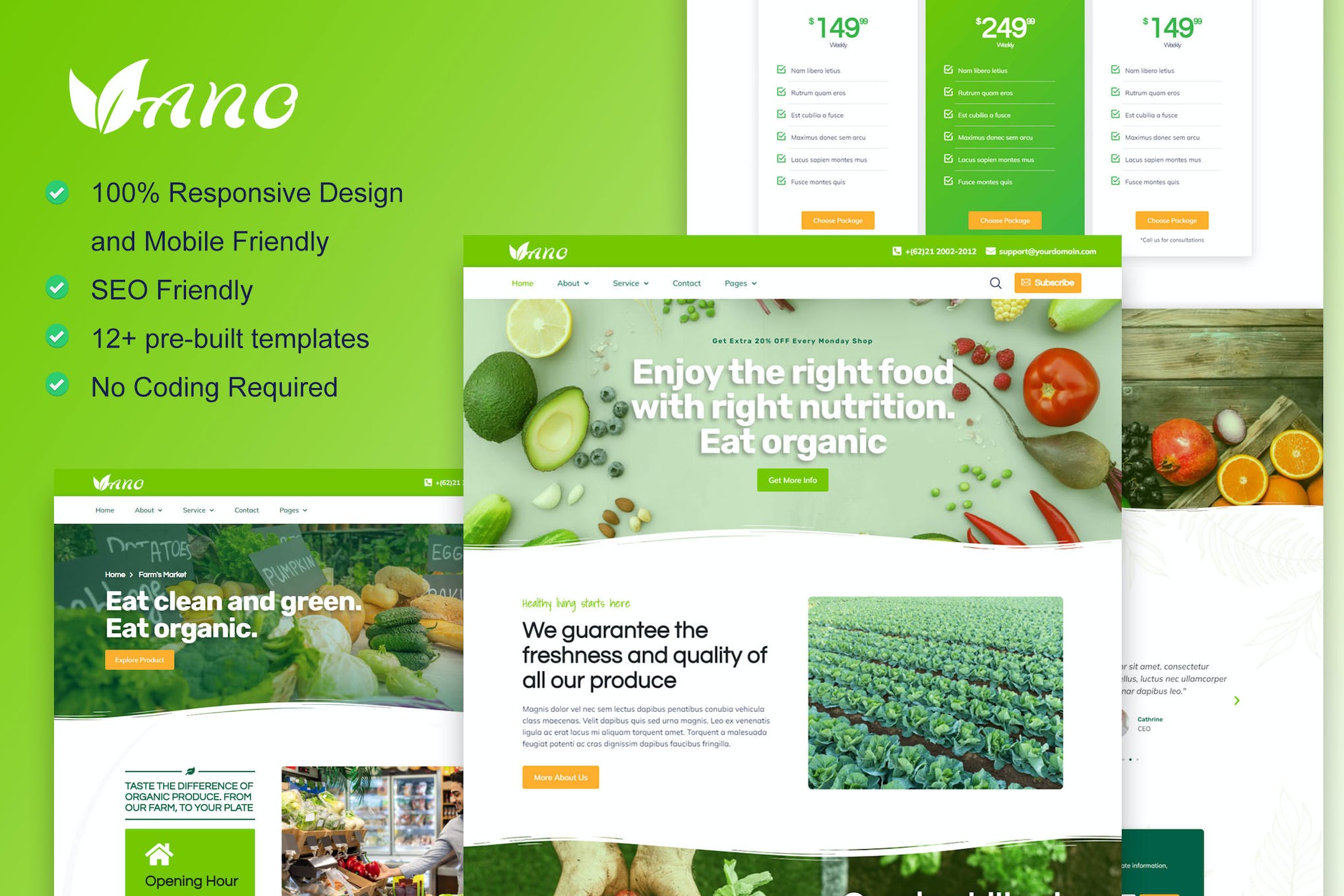 Vano - Organic Food & Agriculture Elementor Template Kit template kit cover image