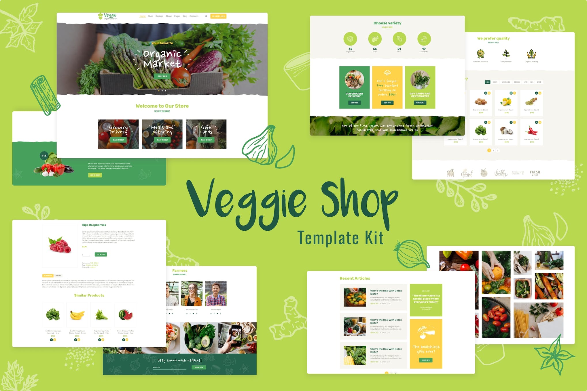 Veggie | Organic Food & Eco Online Store Products Template Kit template kit cover image