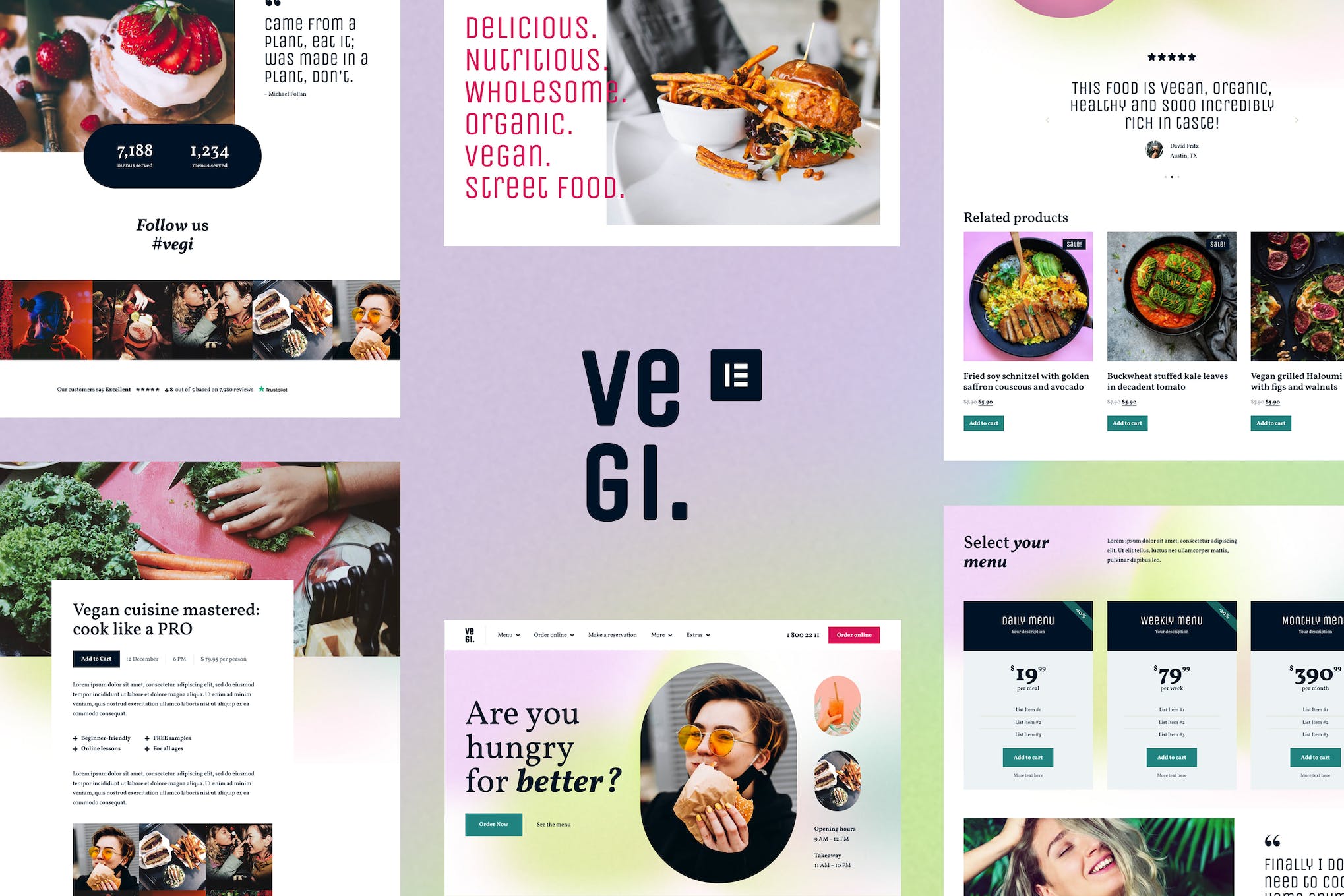 Vegi - Vegan Street Food Restaurant & Takeaway Elementor Template Kit template kit cover image