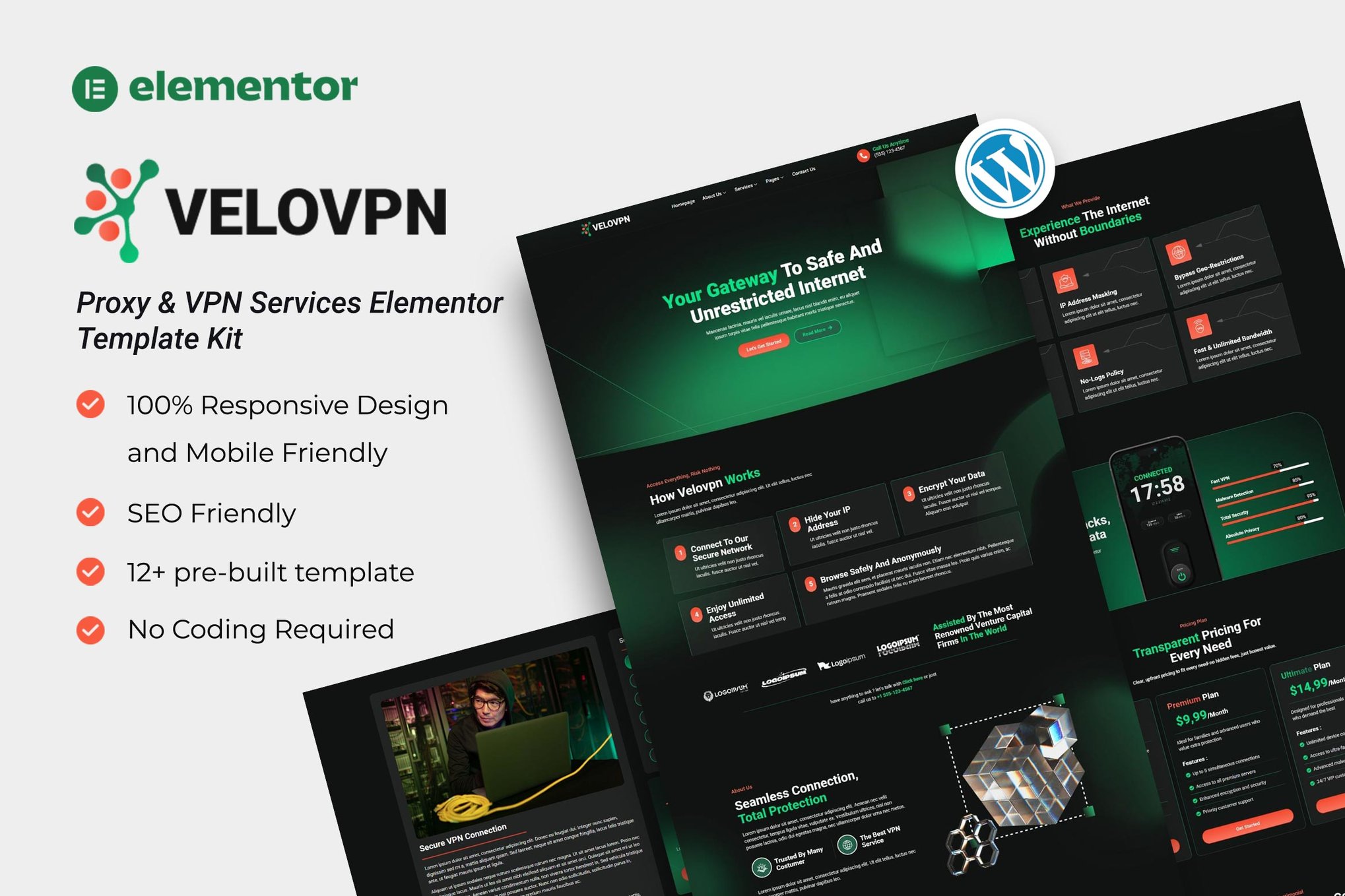Velovpn – Proxy & VPN Services Elementor Template Kit template kit cover image
