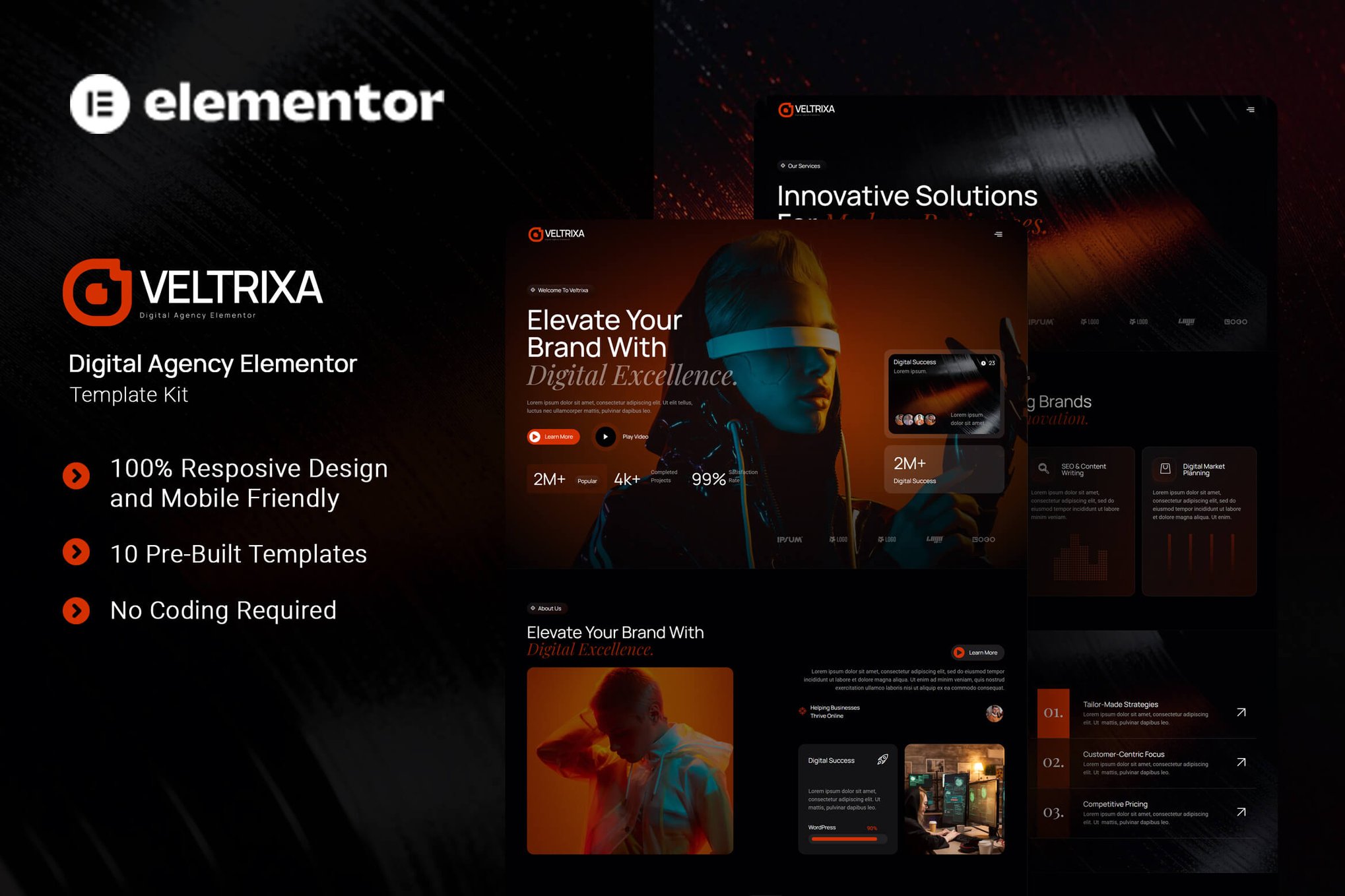 Veltrixa - Digital Agency Elementor Template Kit template kit cover image