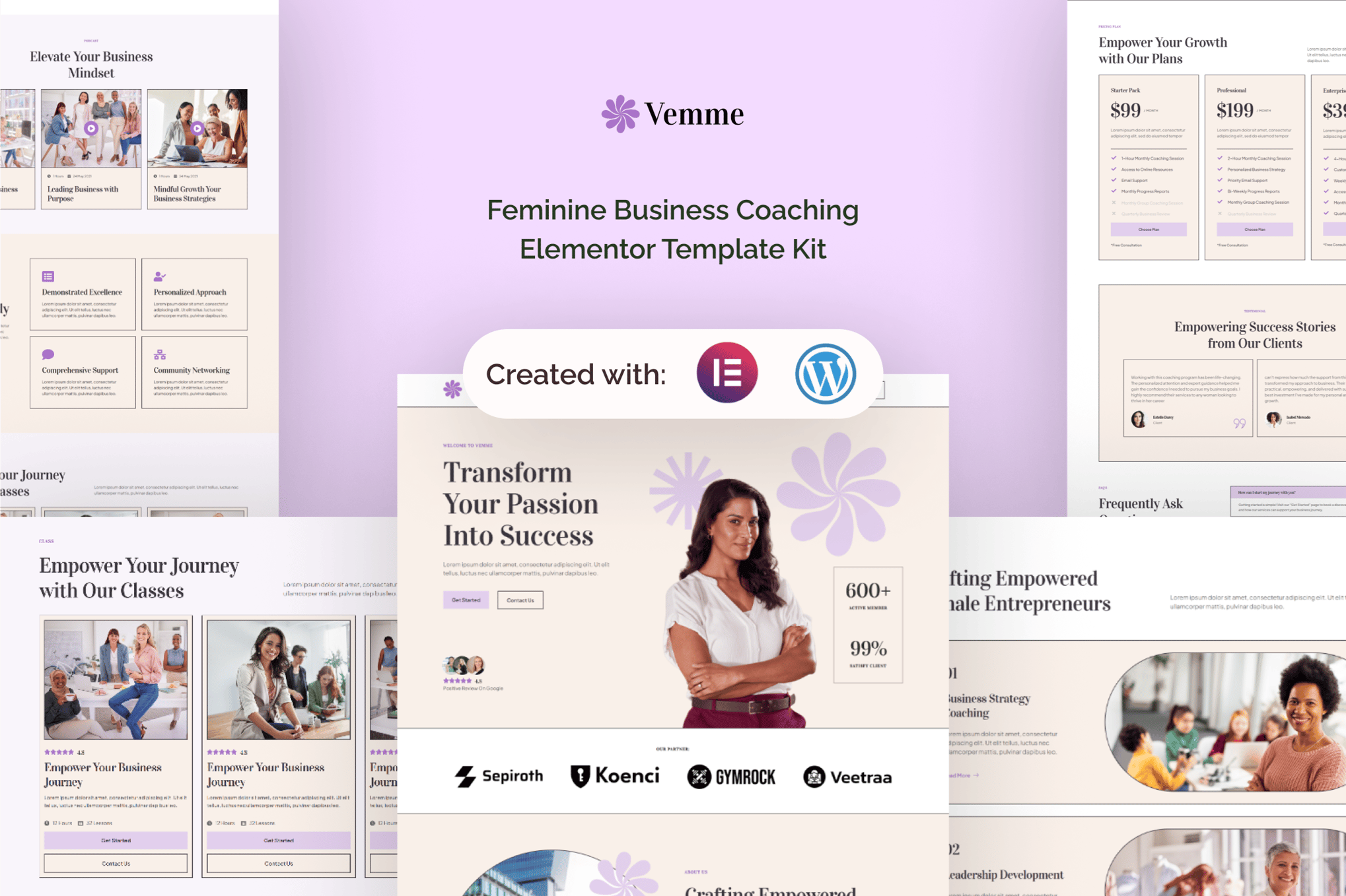 Vemme - Feminine Business Coaching Elementor Template Kit template kit cover image