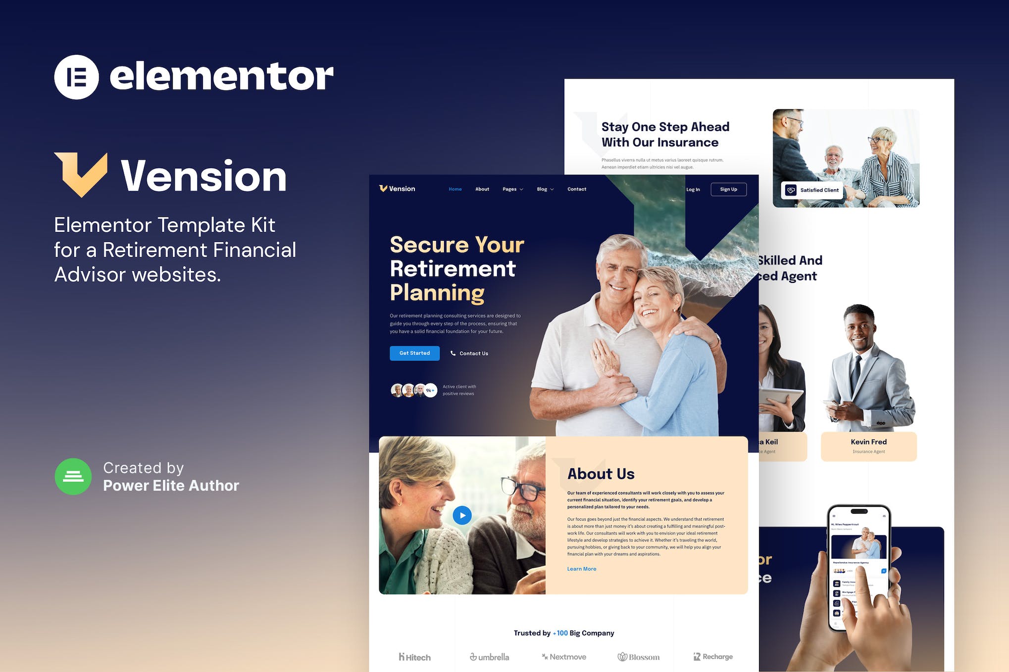 Vension – Retirement Planning Consulting Elementor Template Kit template kit cover image