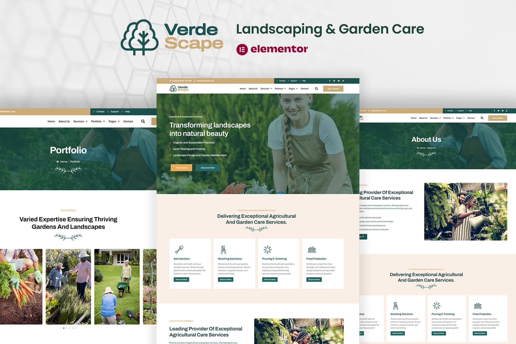 VerdeScape - Landscaping & Garden Care Elementor Pro Template Kit template kit cover image