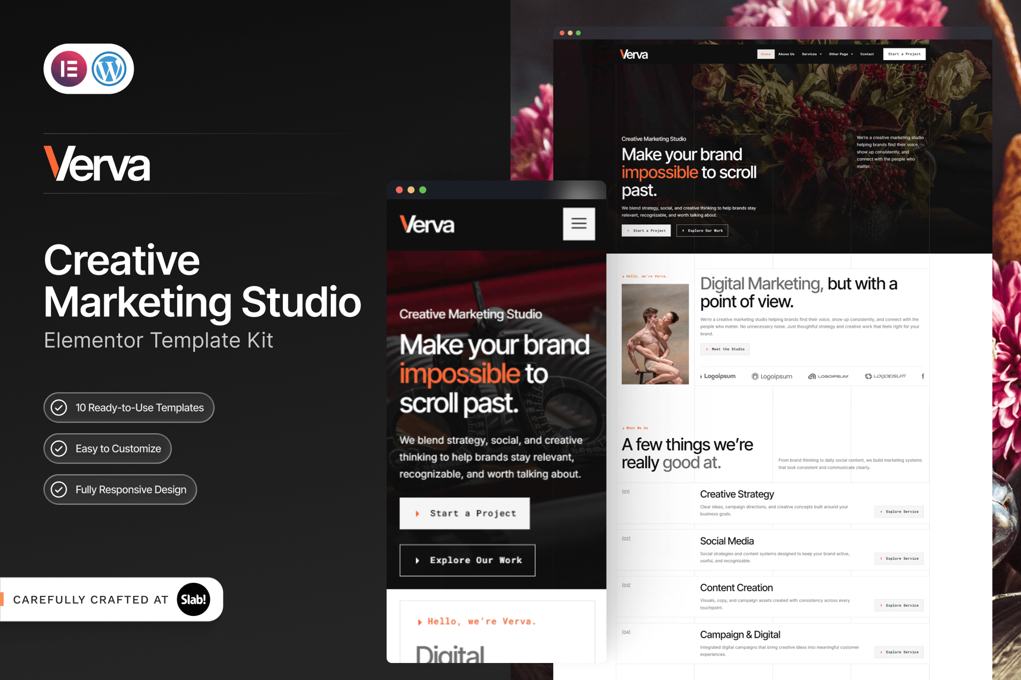 Verva - Creative & Design Elementor Template Kit template kit cover image