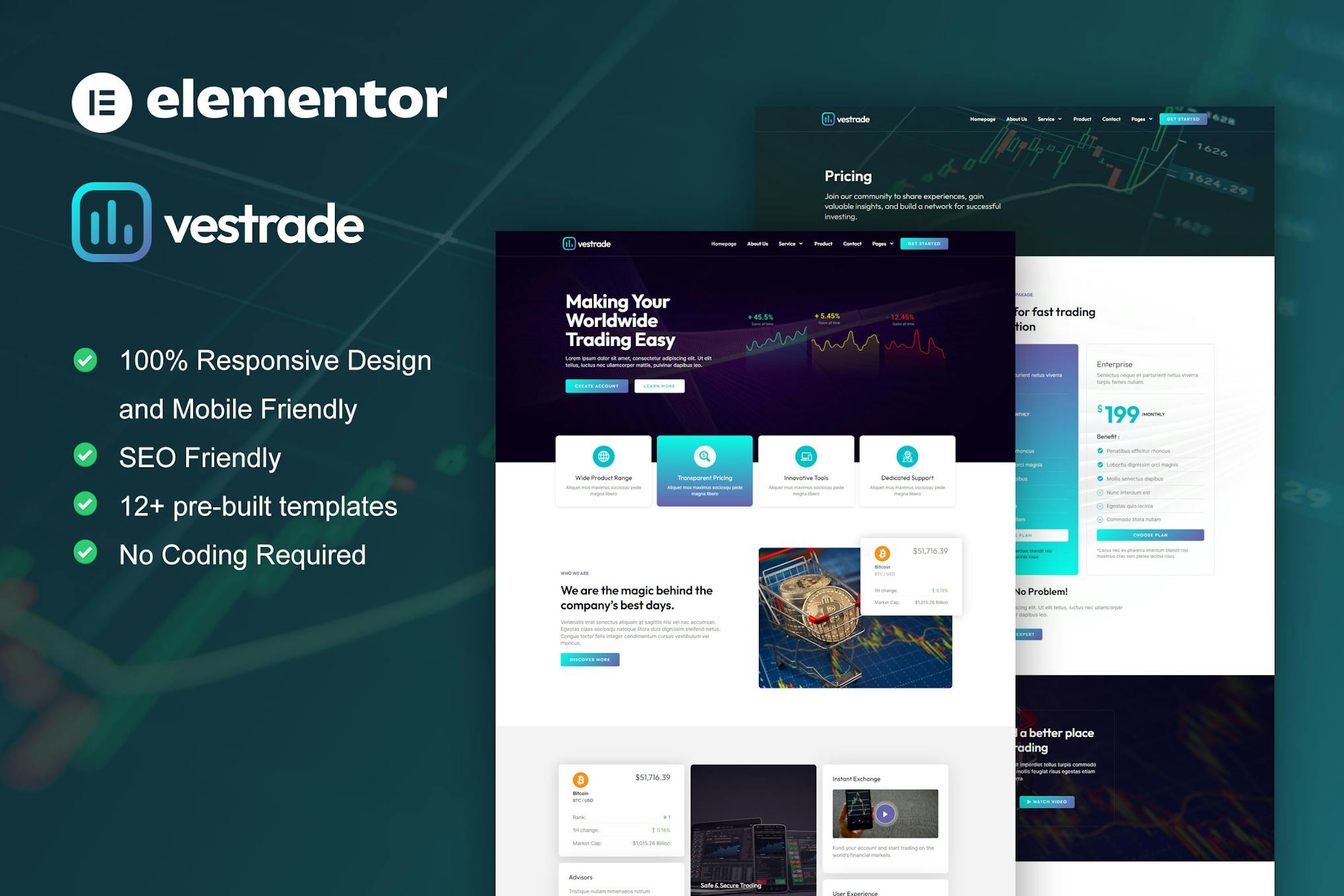 Vestrade - Trading & Investment Elementor Template Kit template kit cover image