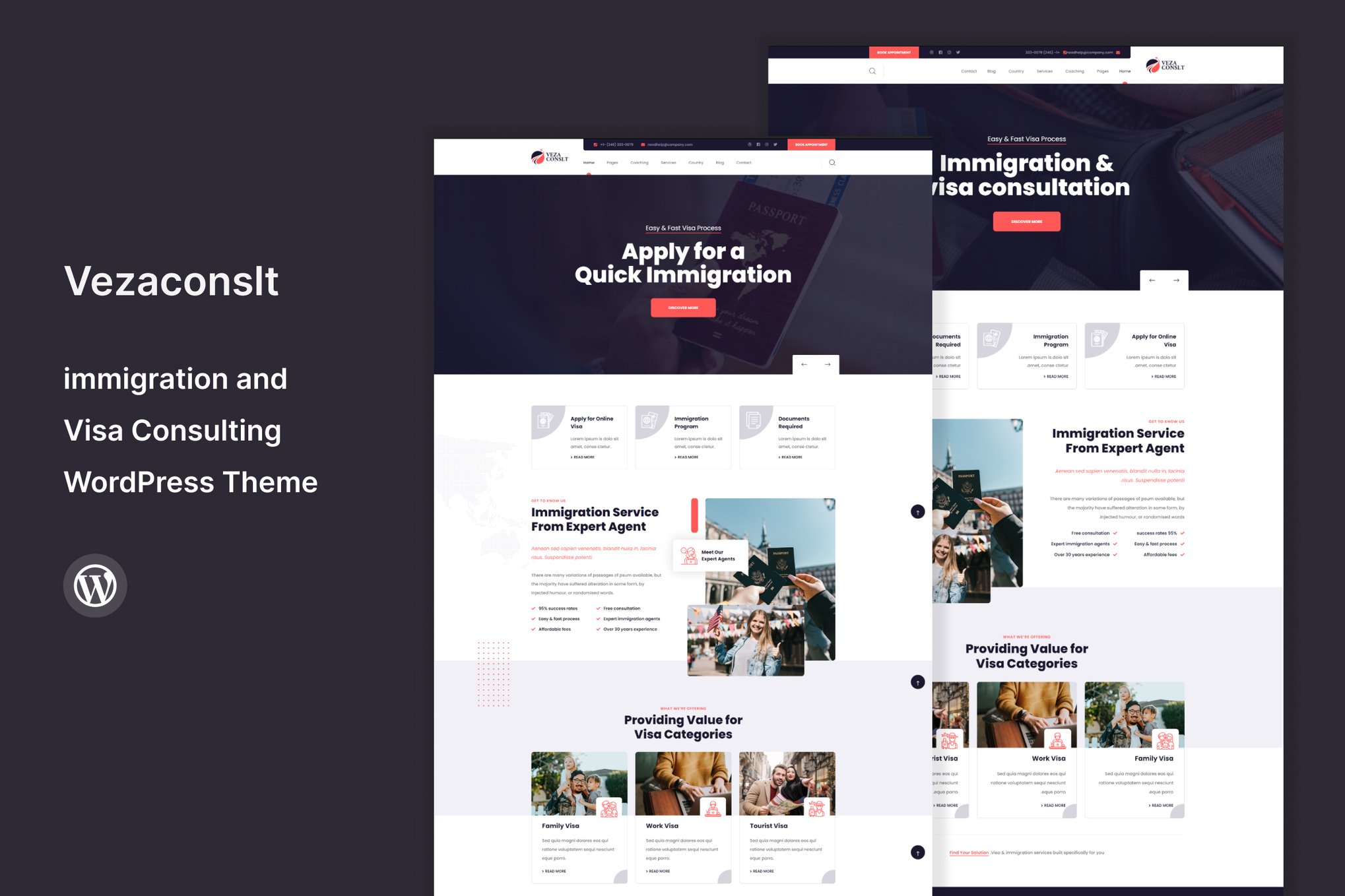 Vezaconslt - immigration WordPress Theme theme cover image