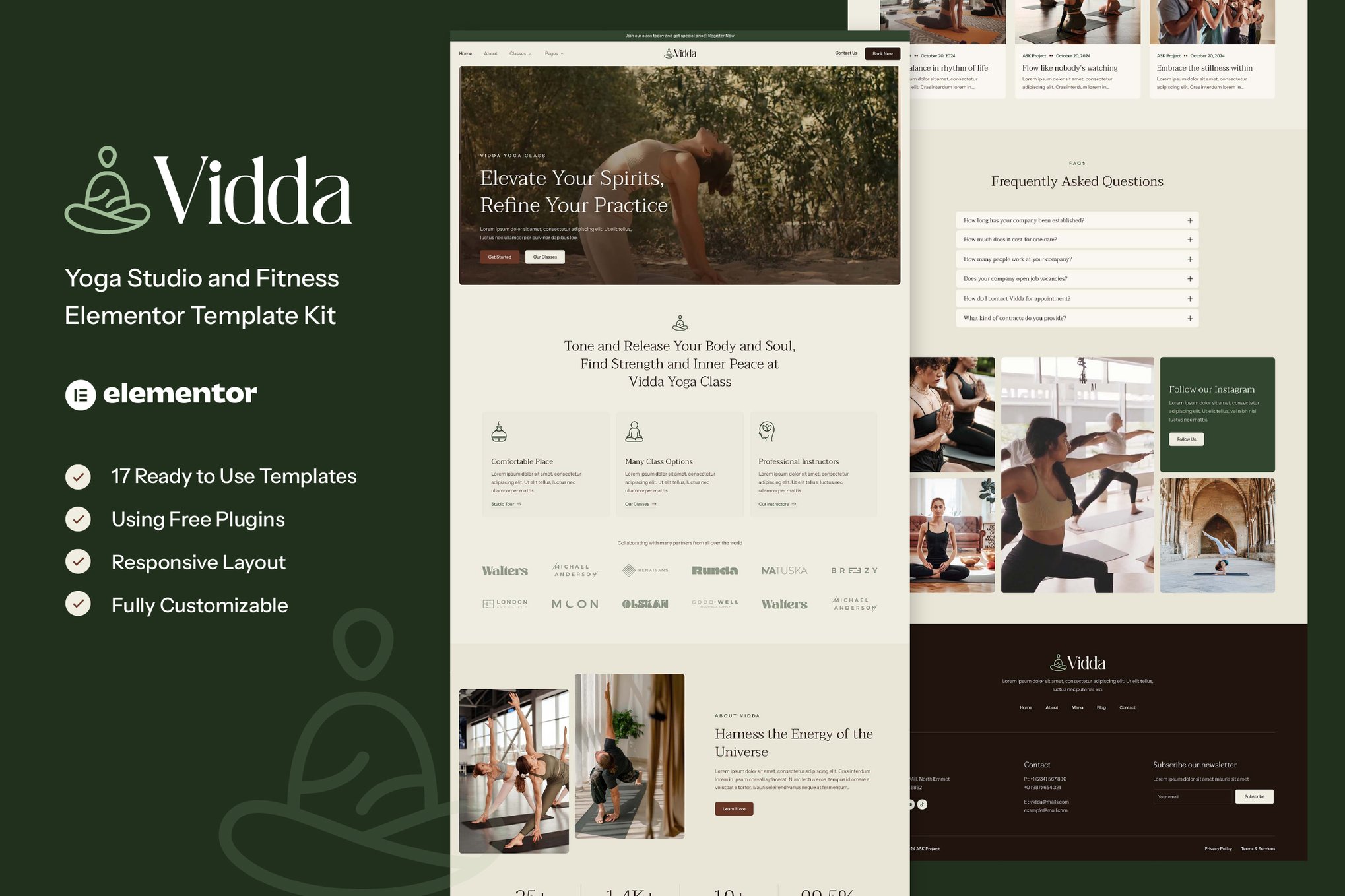 Vidda - Yoga Studio & Fitness Elementor Template Kit template kit cover image