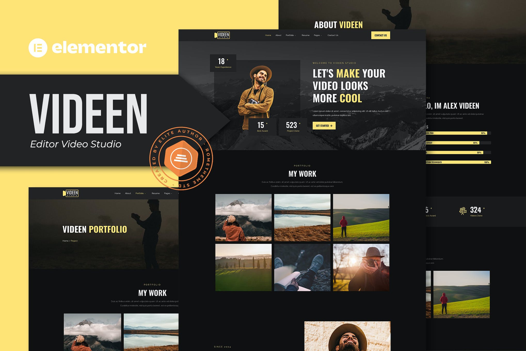 Videen - Video Editor Studio Elementor Template Kit template kit cover image