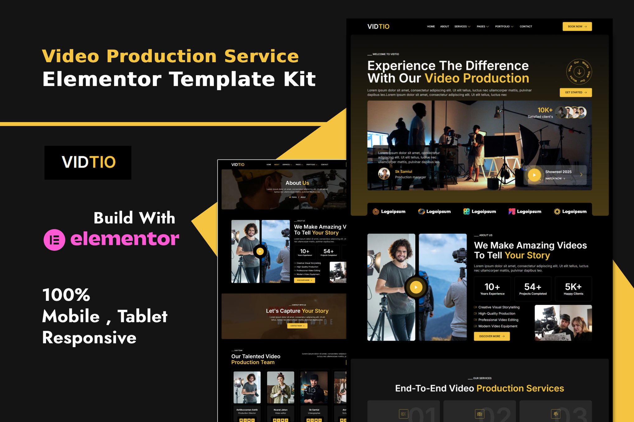 Vidtio - Video Production Elementor Template Kit template kit cover image