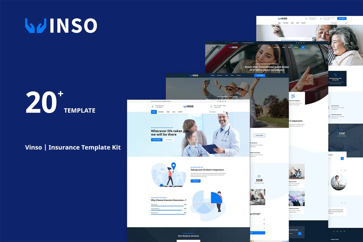 Vinso | Insurance Elementor Template Kit template kit cover image