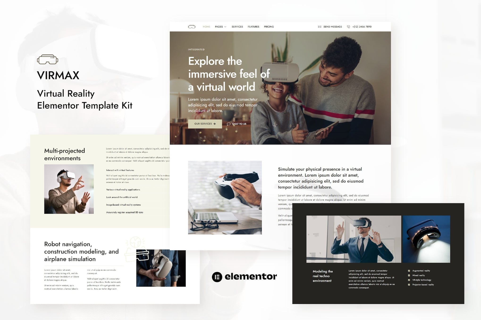 Virmax - Virtual Reality Services Elementor Template Kit template kit cover image