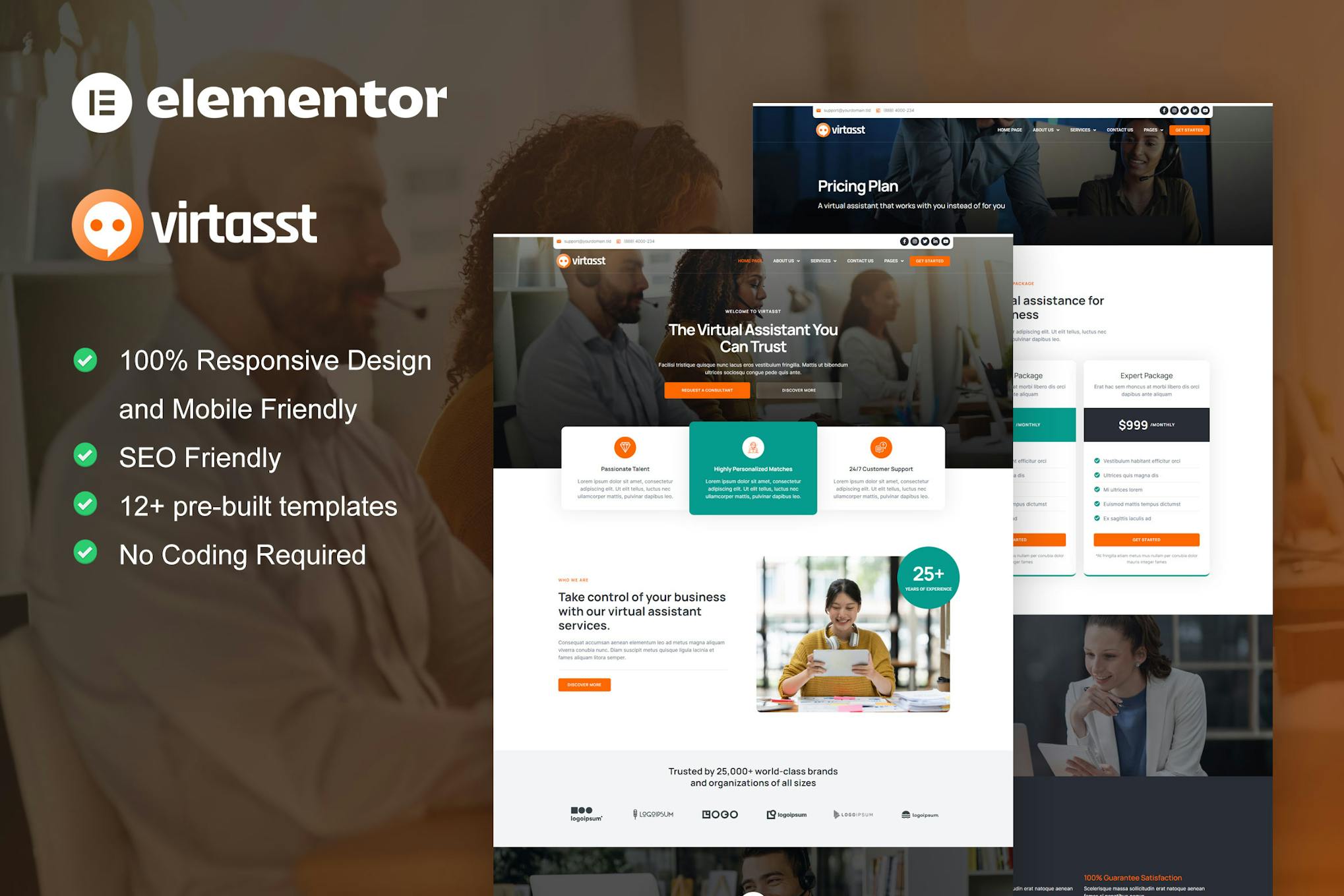 Virtasst - Virtual Assistant Service Elementor Template Kit template kit cover image