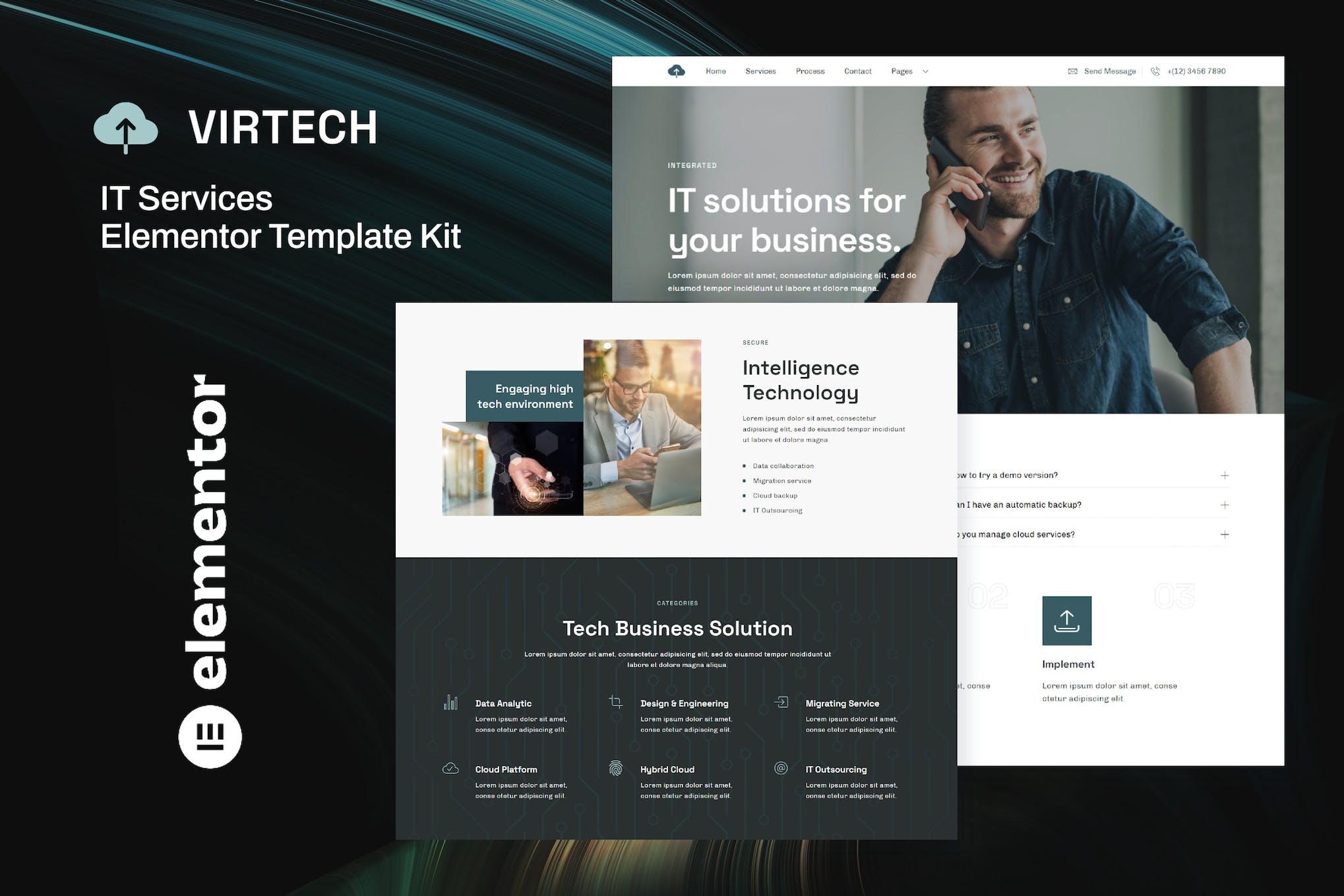VirTech - IT Services Elementor Template Kit template kit cover image