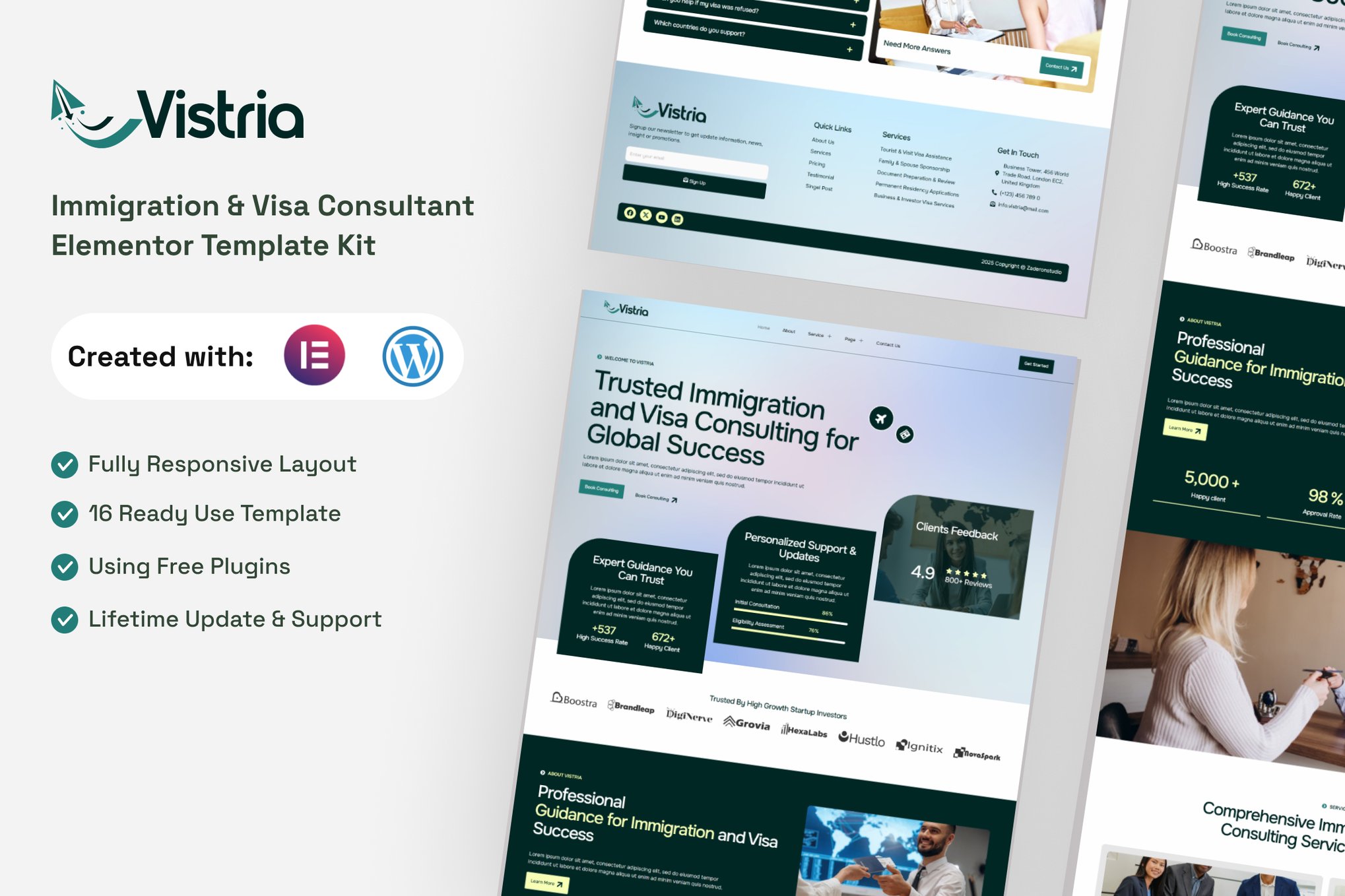 Vistria - Immigration & Visa Consultant Elementor Template Kit template kit cover image