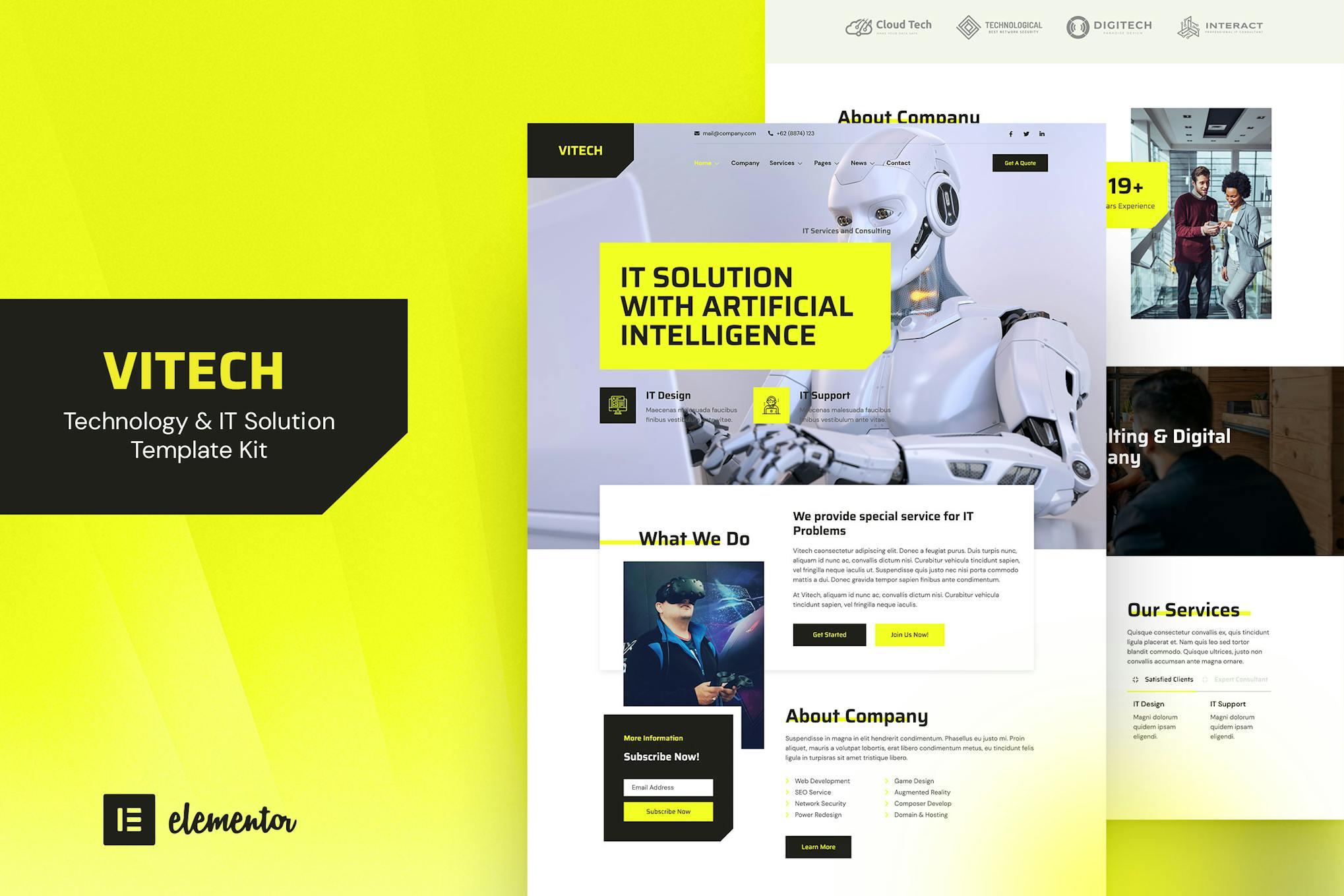Vitech - Technology & IT Solution Elementor Template Kit template kit cover image