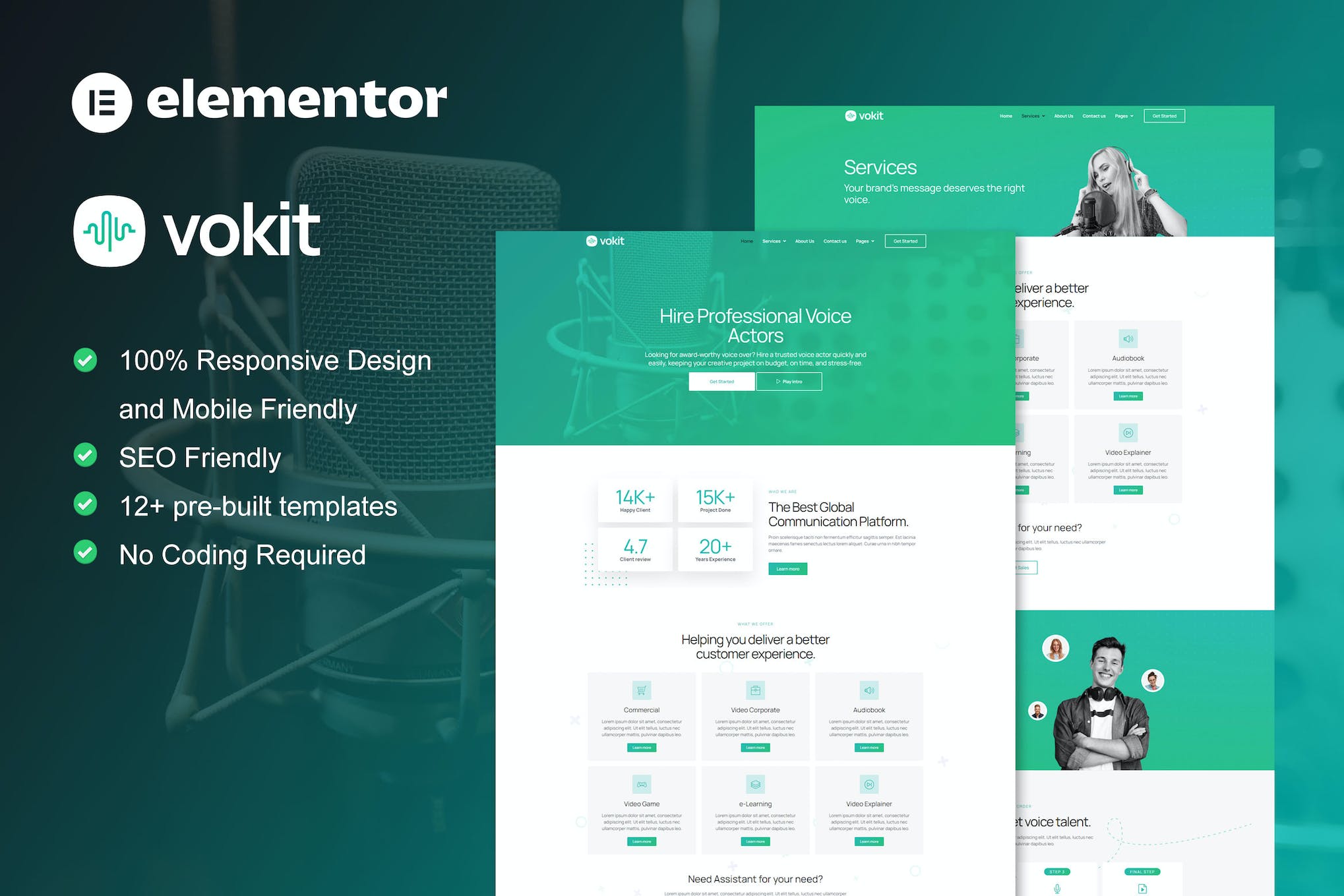 VoKit - Voice Over Services Elementor Template Kit template kit cover image