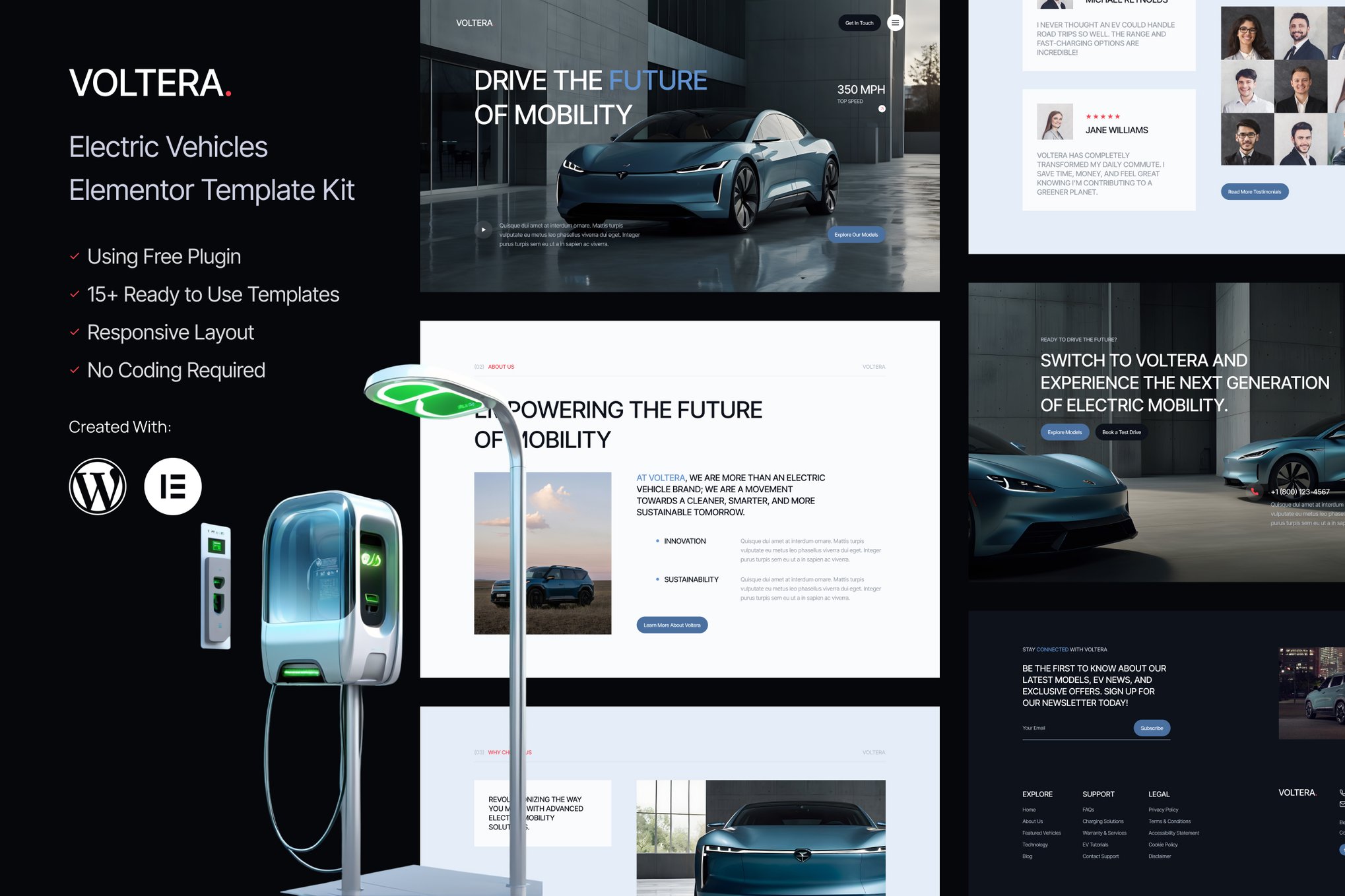 Voltera - Electric Vehicles Elementor Template Kit template kit cover image