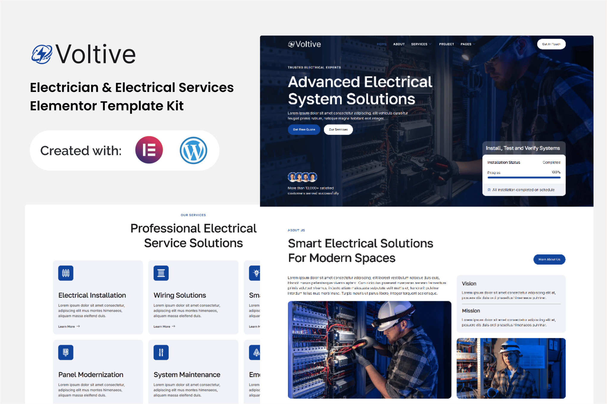 Voltive - Electrician & Electrical Services Elementor Template Kit template kit cover image