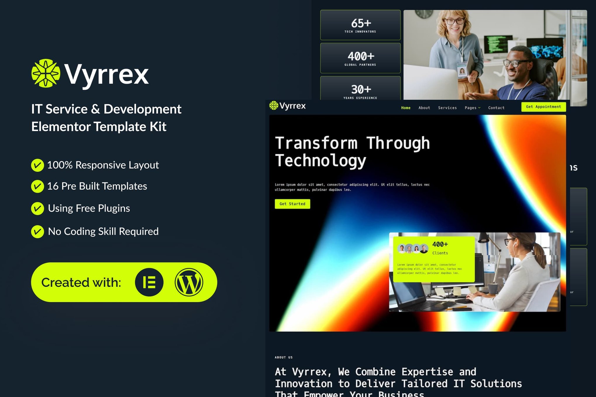 Vyrrex - IT Service & Development Elementor Template Kit template kit cover image