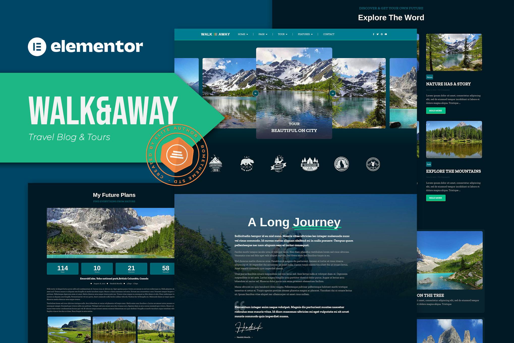 Walk&Away - Travel Blog & Tours Elementor Template Kit template kit cover image