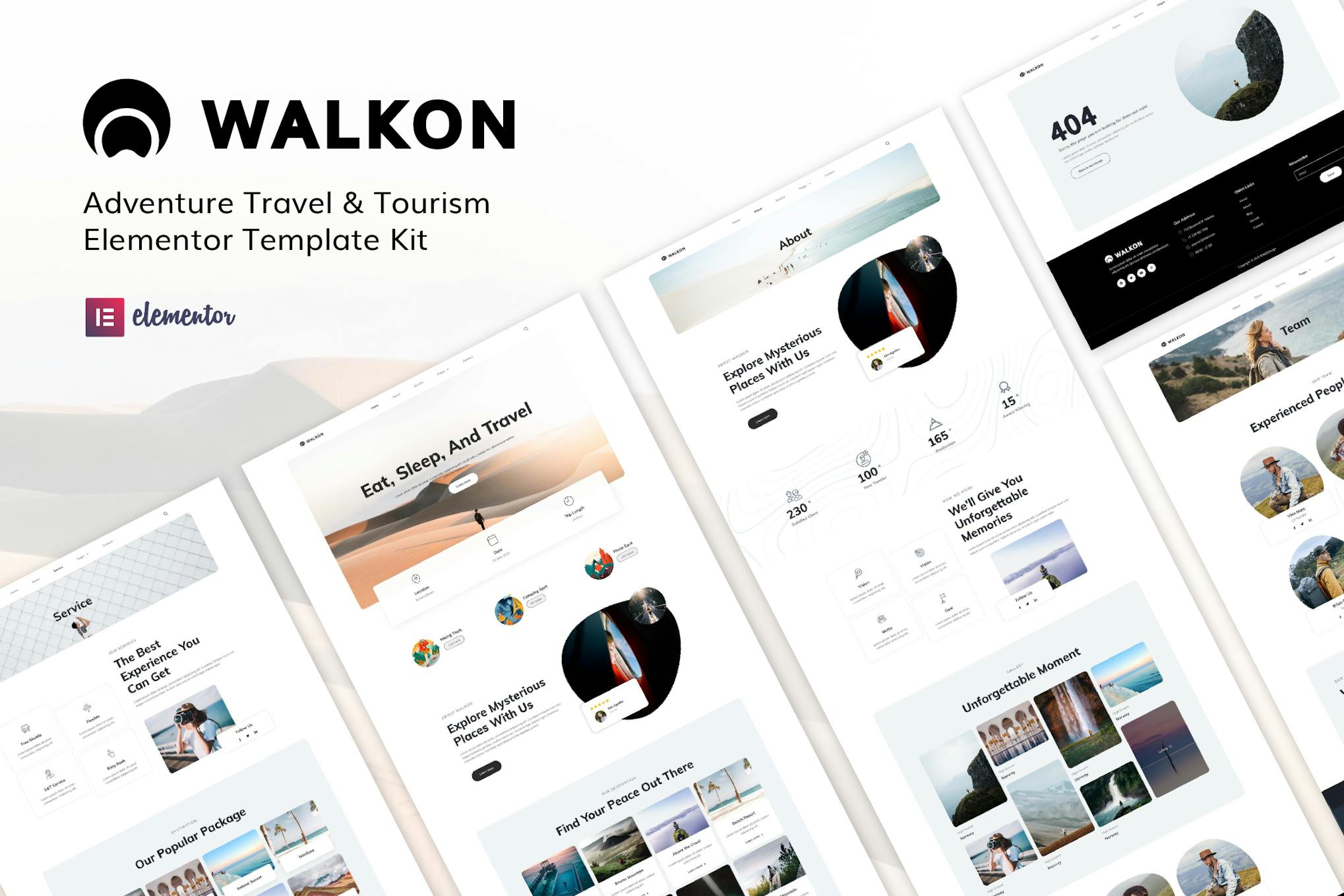WalkOn - Adventure Travel & Tourism Elementor Template Kit template kit cover image
