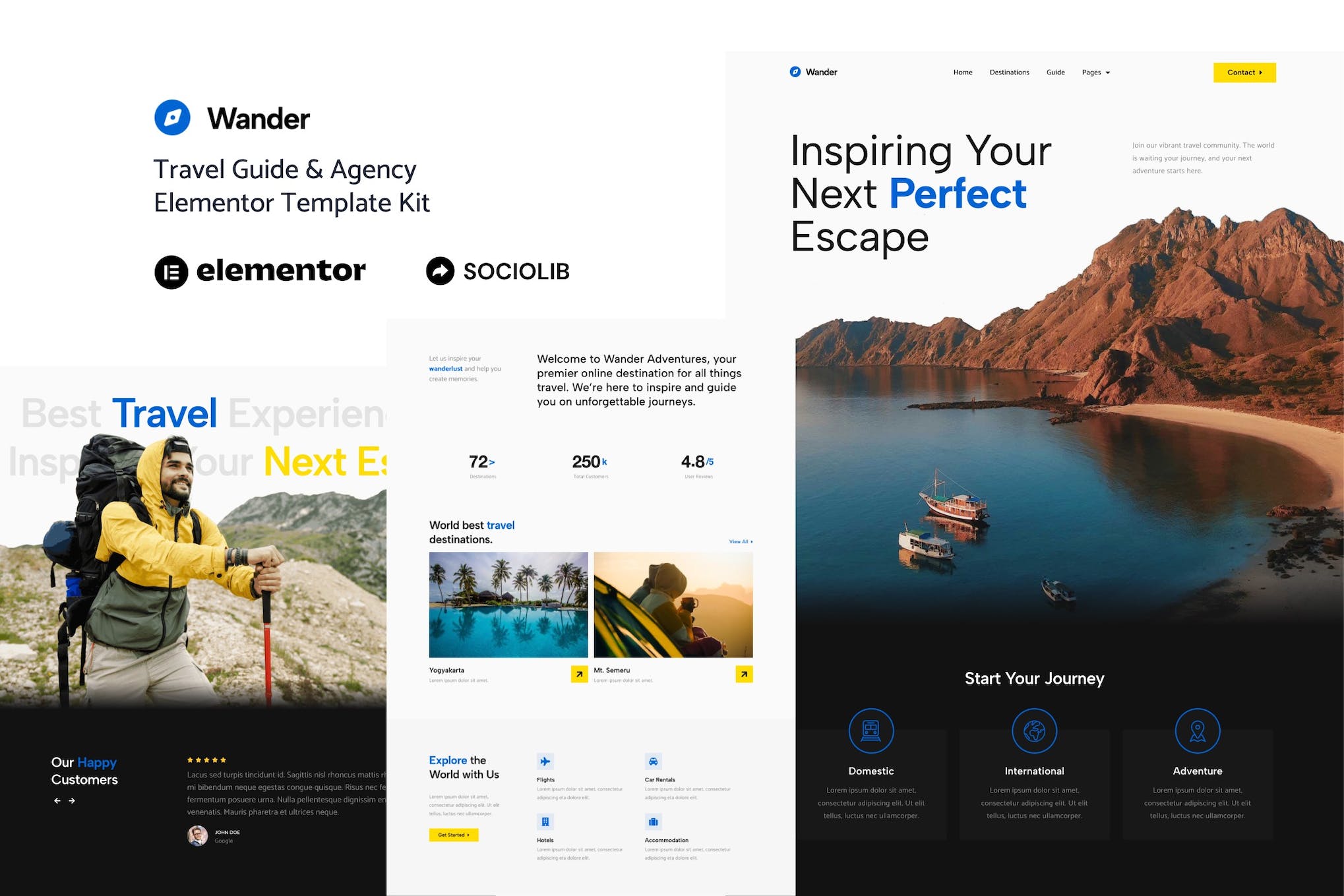 Wander - Travel Guide & Agency Elementor Template Kit template kit cover image