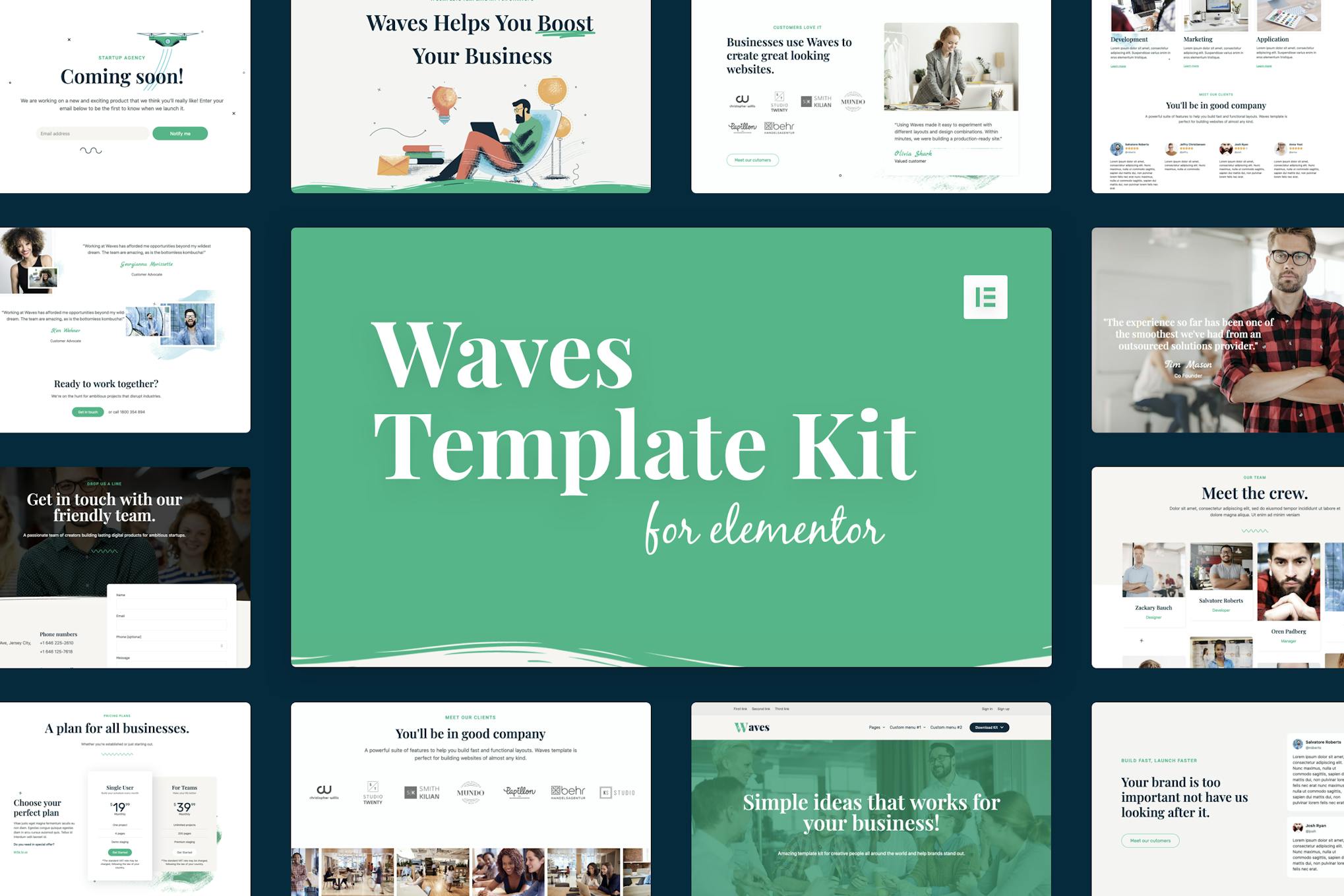 Waves - Startup Agency Elementor Template Kit template kit cover image