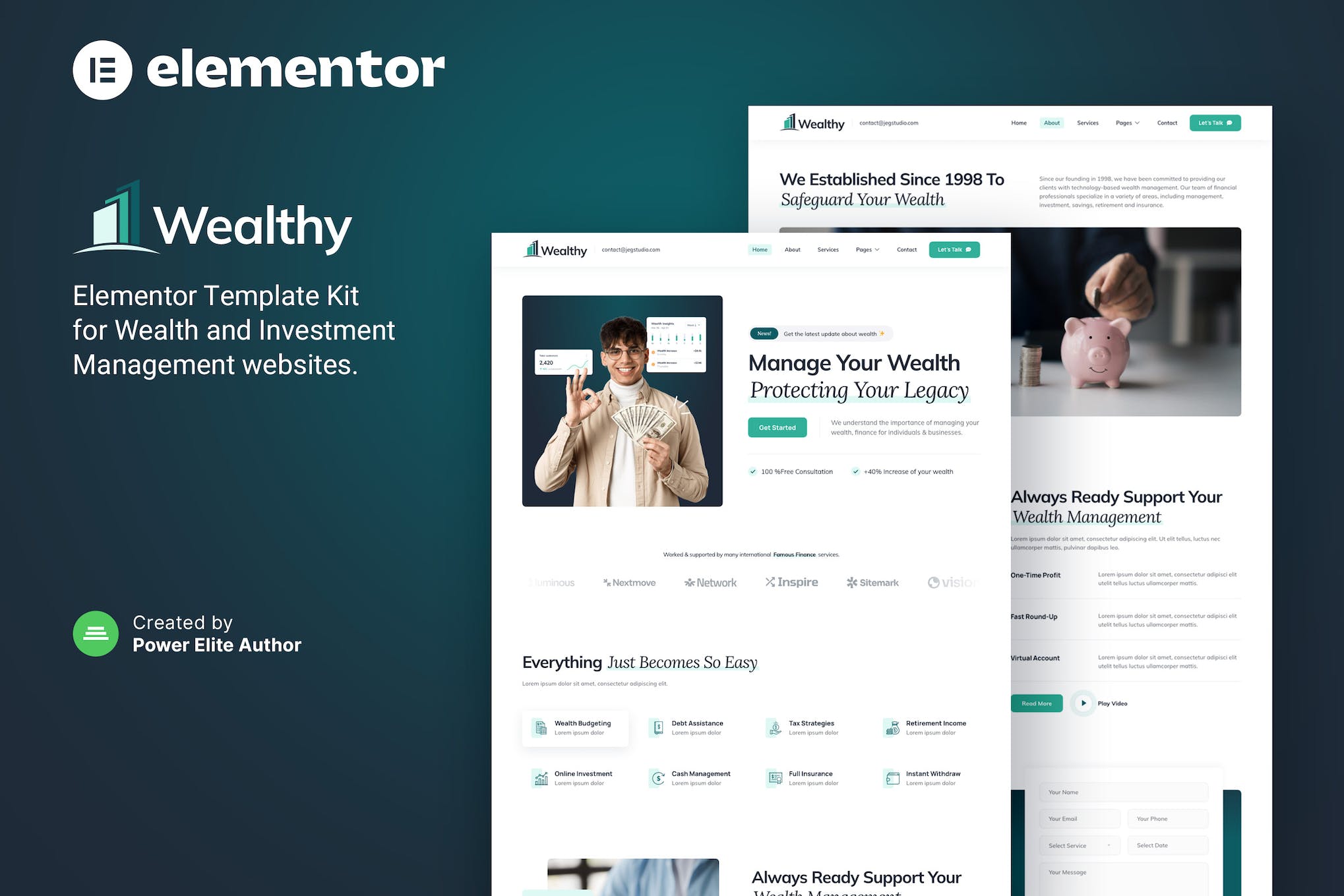 Wealthy – Wealth & Investment Management Elementor Template Kit template kit cover image