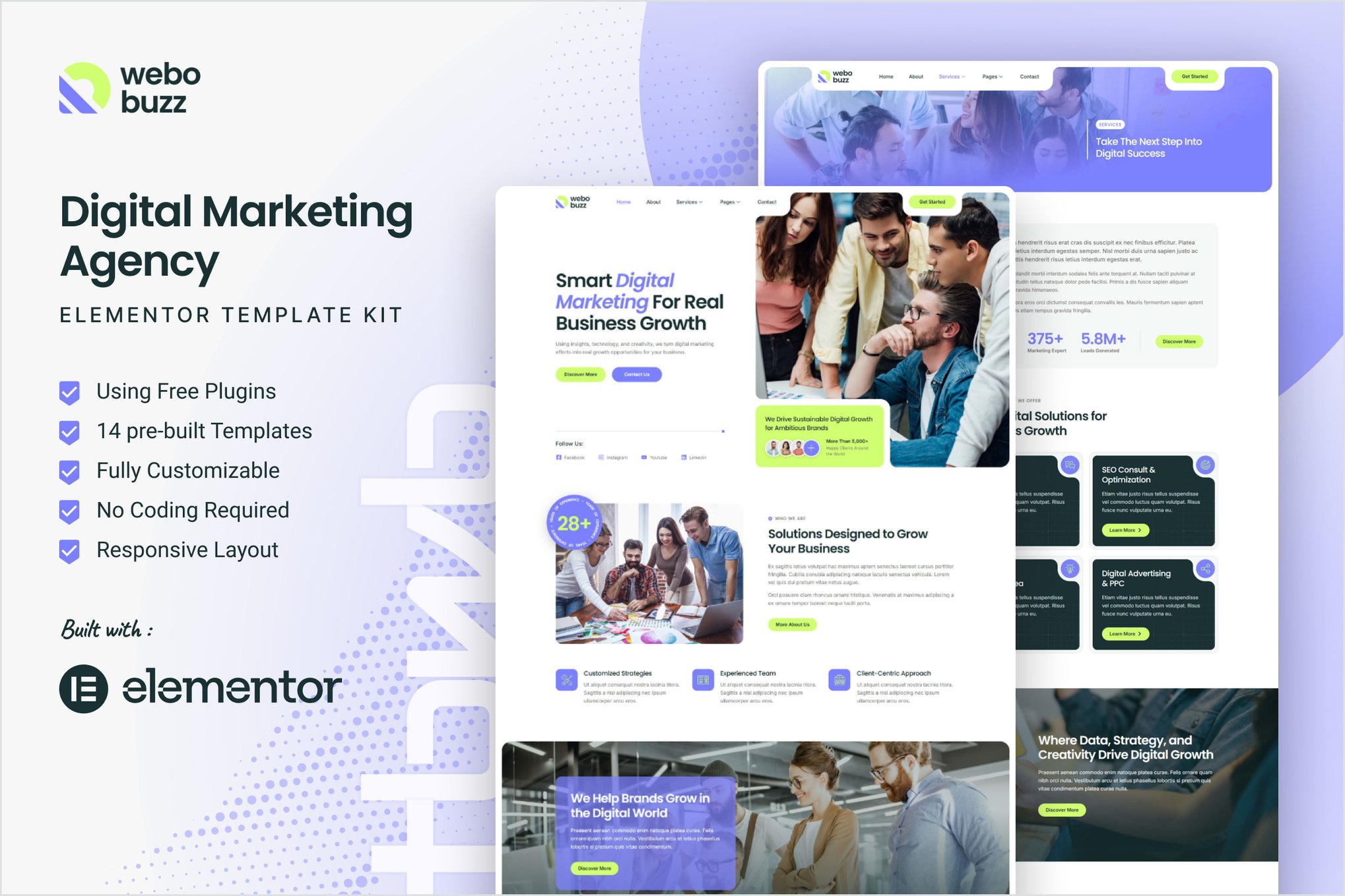 Webobuzz - Digital Marketing Agency Elementor Template Kit template kit cover image