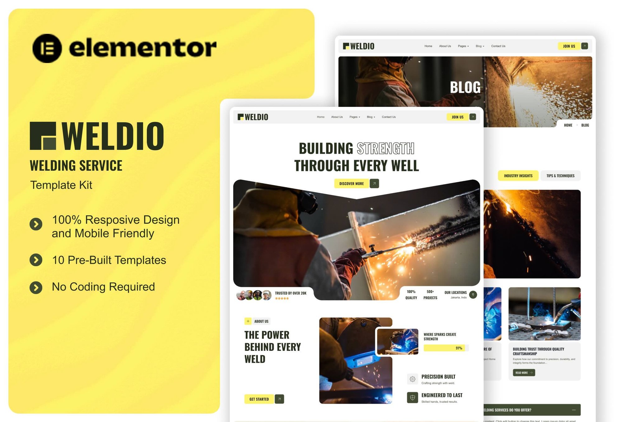 Weldio - Welding Service Elementor Template Kit template kit cover image