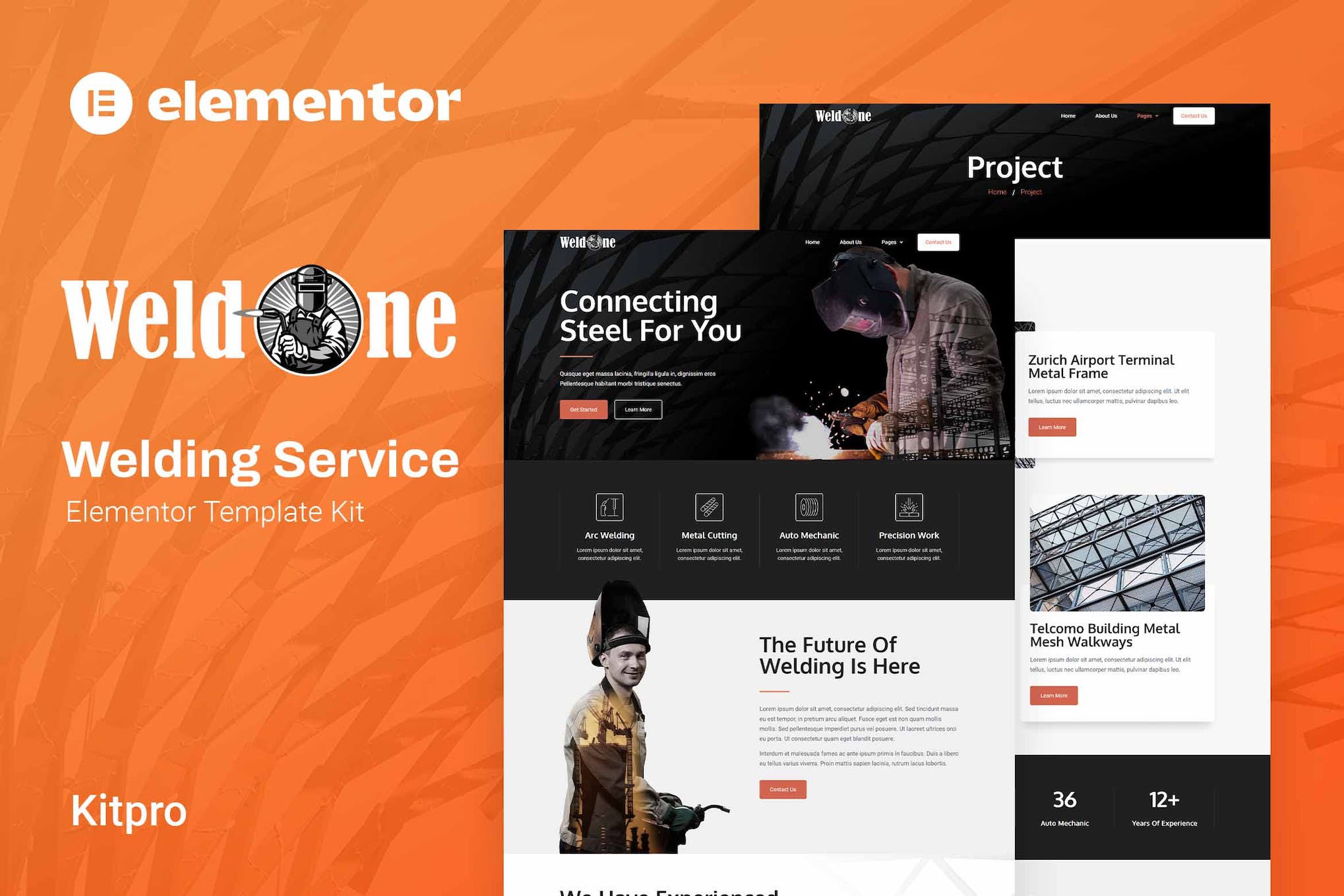 Weldone - Welding Service Elementor Template Kit template kit cover image