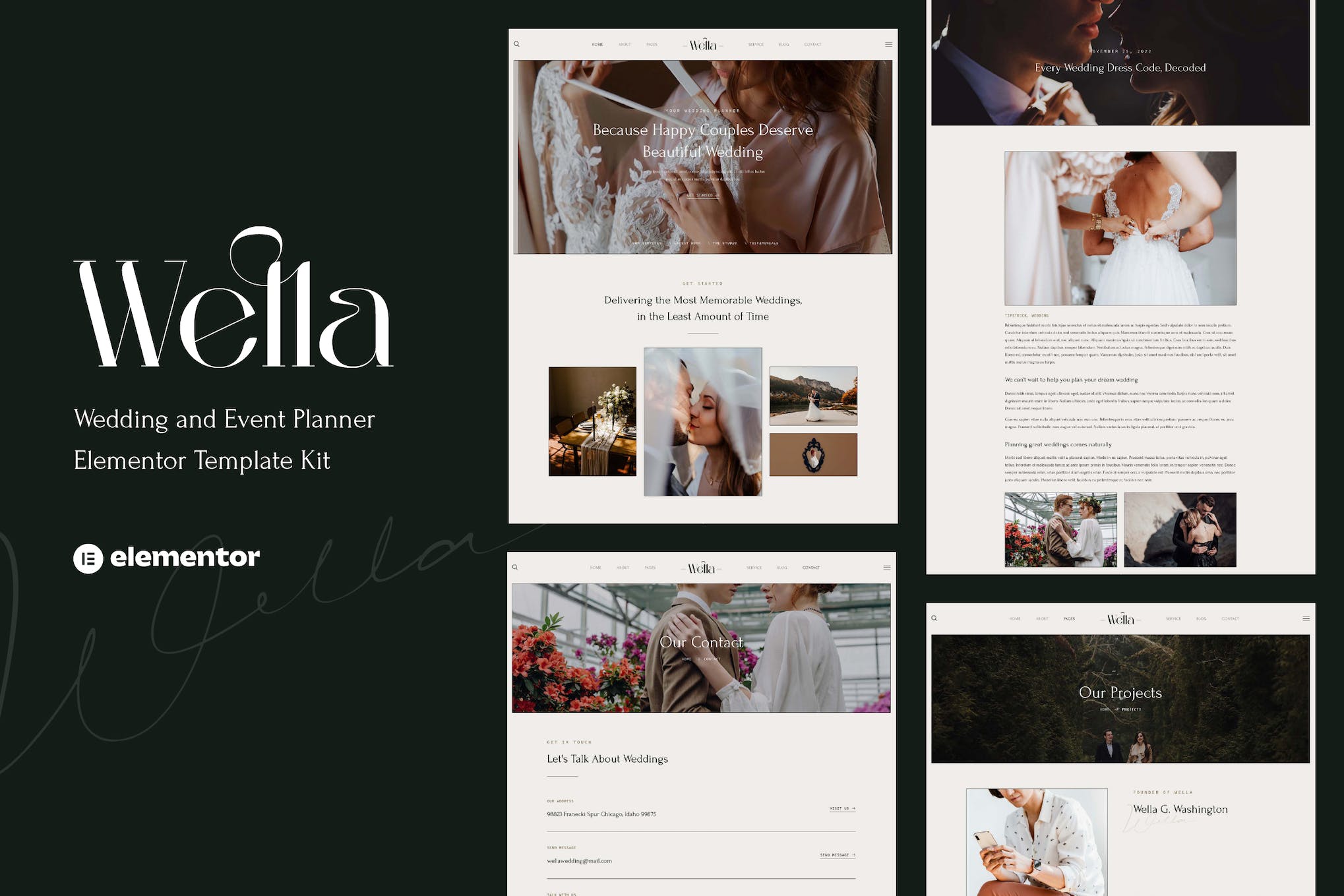 Wella - Wedding & Event Planner Elementor Template Kit template kit cover image