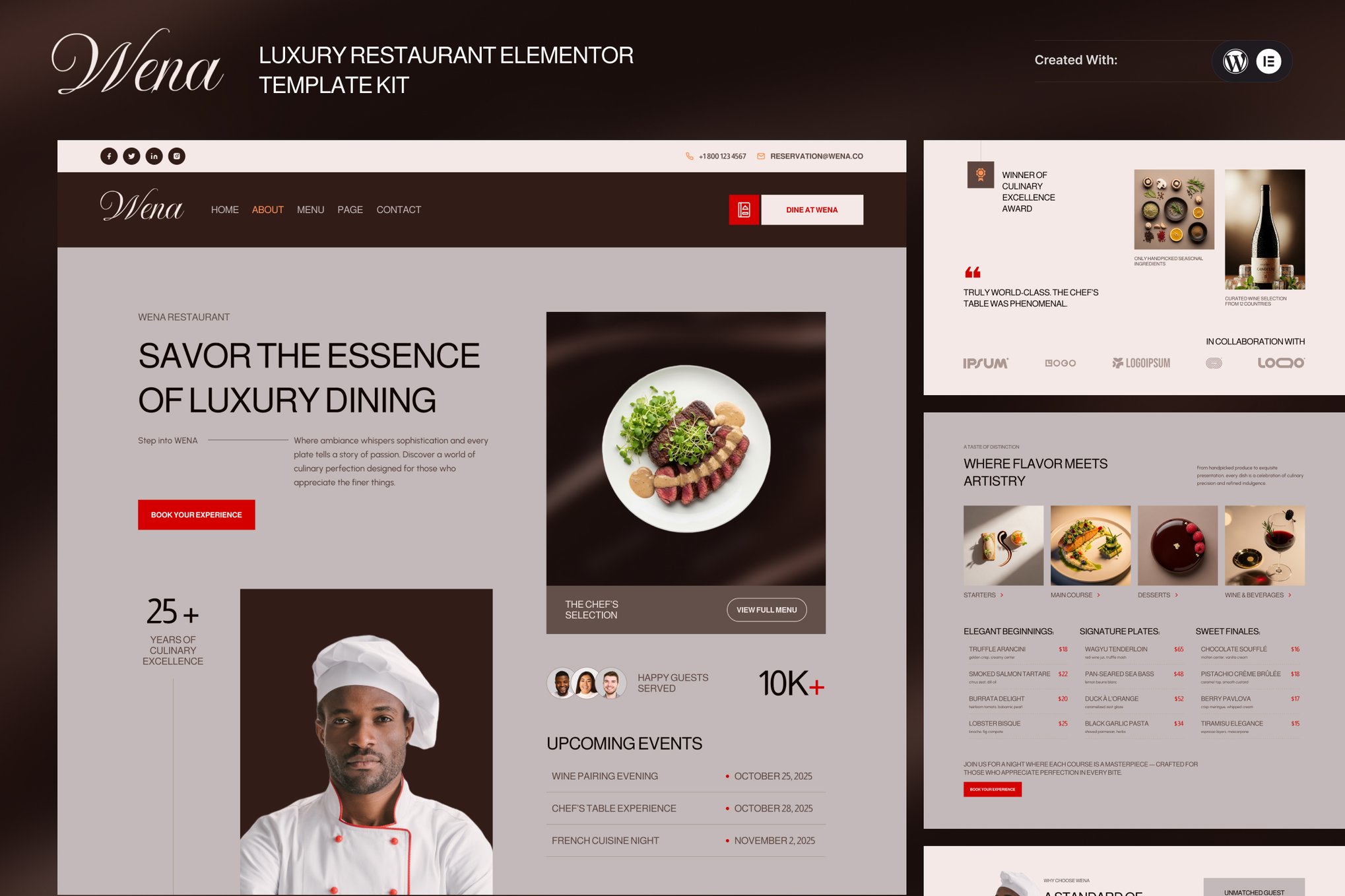 Wena - Luxury Restaurant Elementor Template Kit template kit cover image