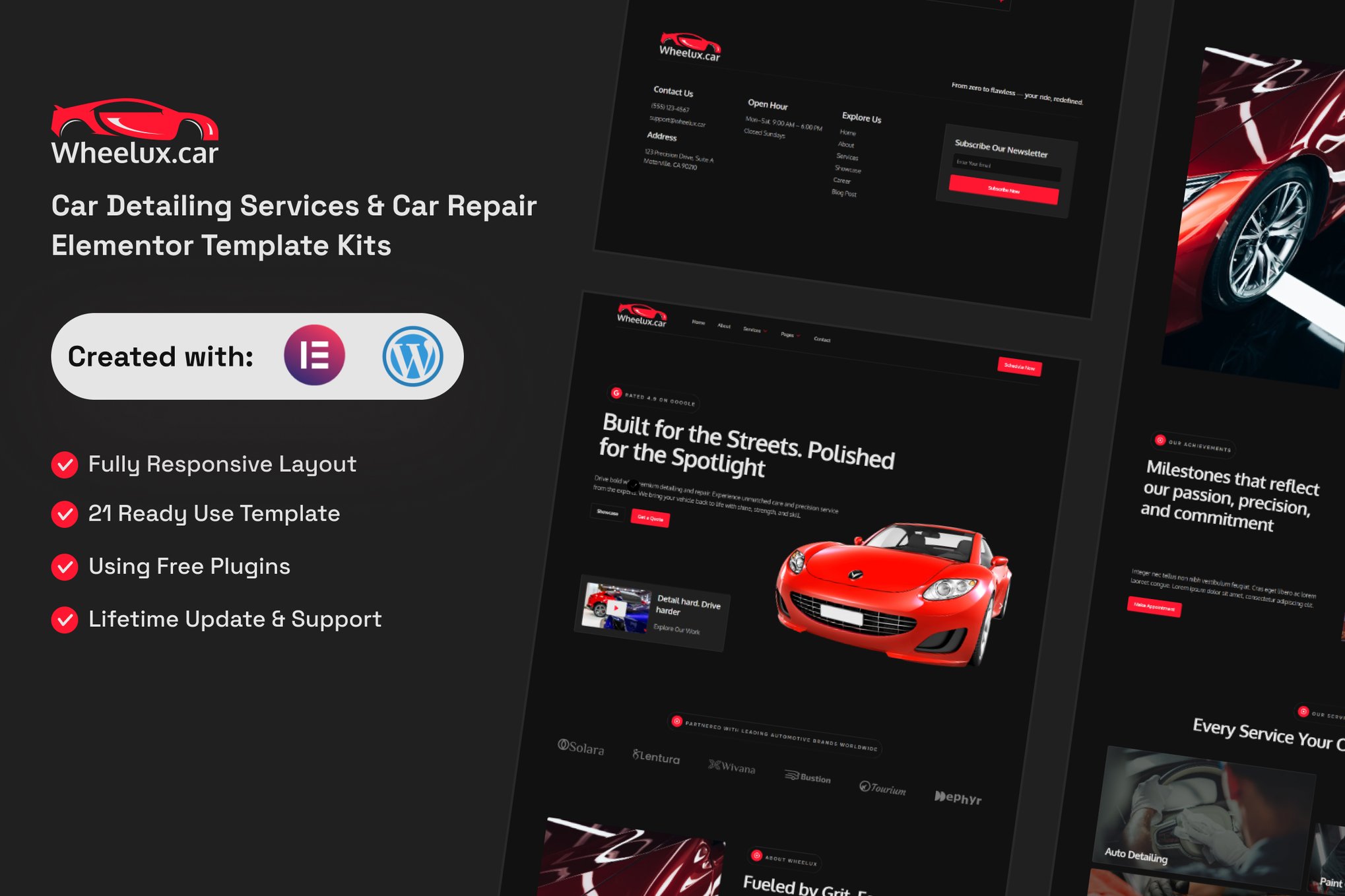 Wheelux - Car Detailing Services & Car Repair Elementor Template Kits template kit cover image