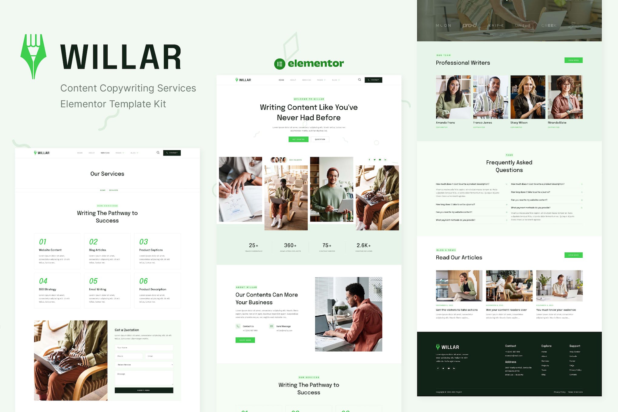 Willar - Content Copywriting Services Elementor Template Kit template kit cover image