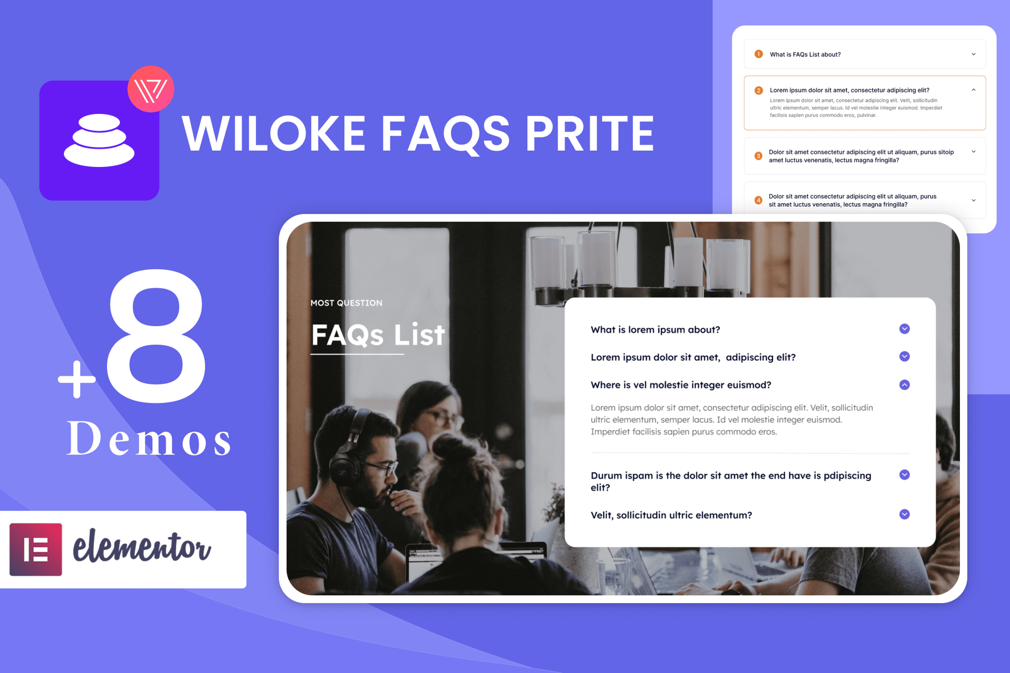 Wiloke FAQs Prite Elementor Addon plugin cover image