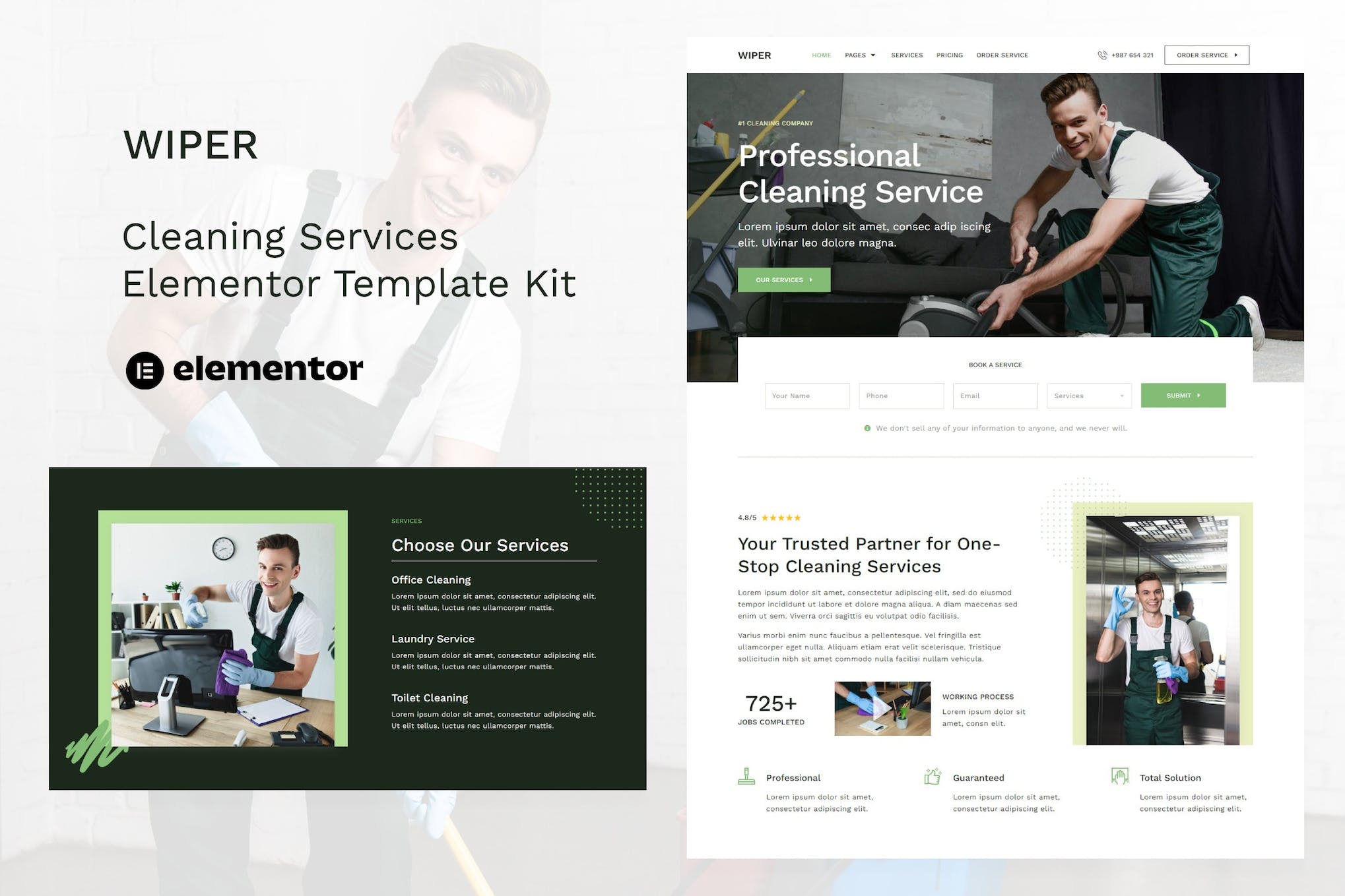 Wiper - Cleaning Services Elementor Template Kit template kit cover image