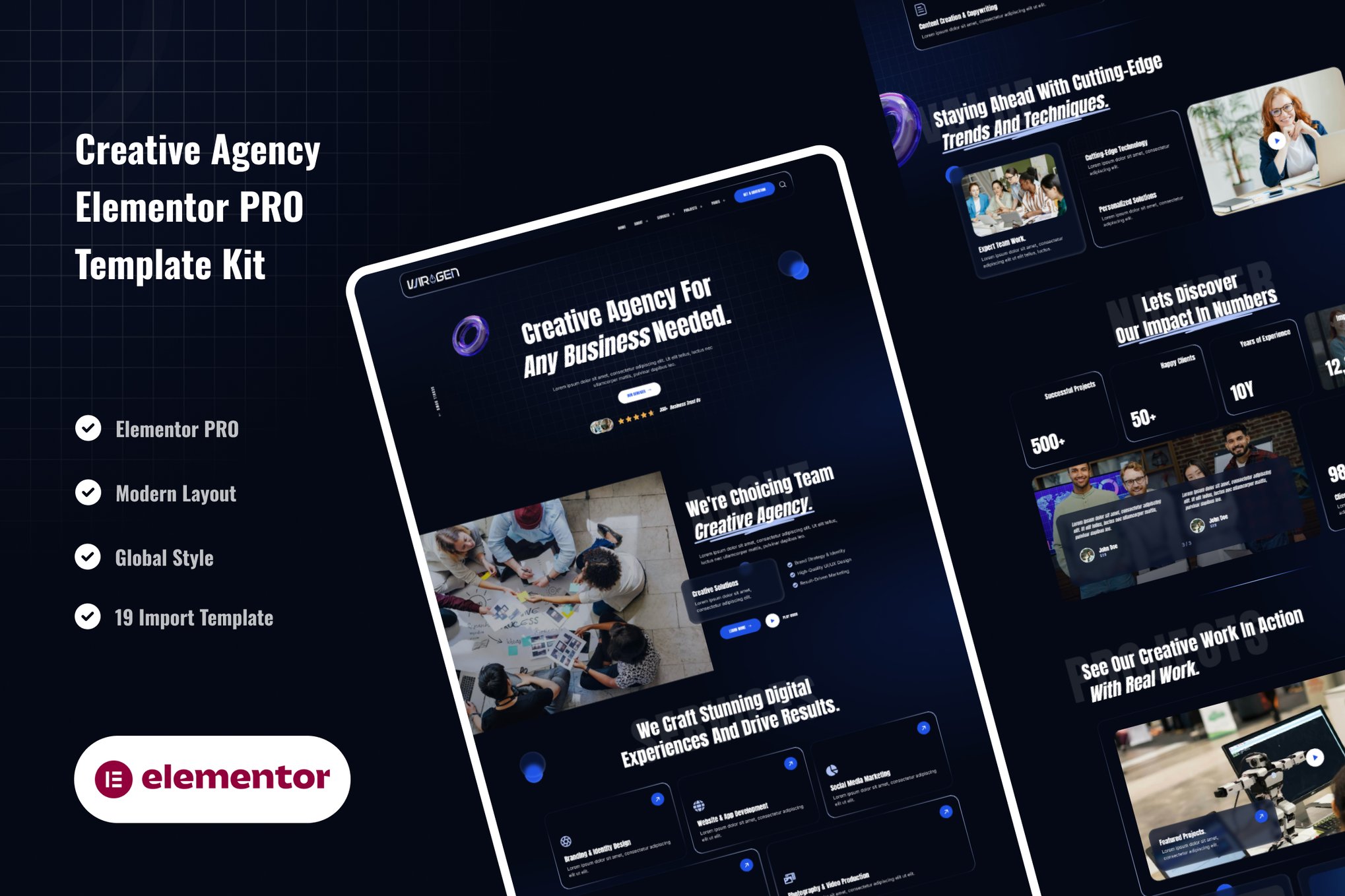 Wiragen - Creative Agency Elementor Pro Template Kit template kit cover image